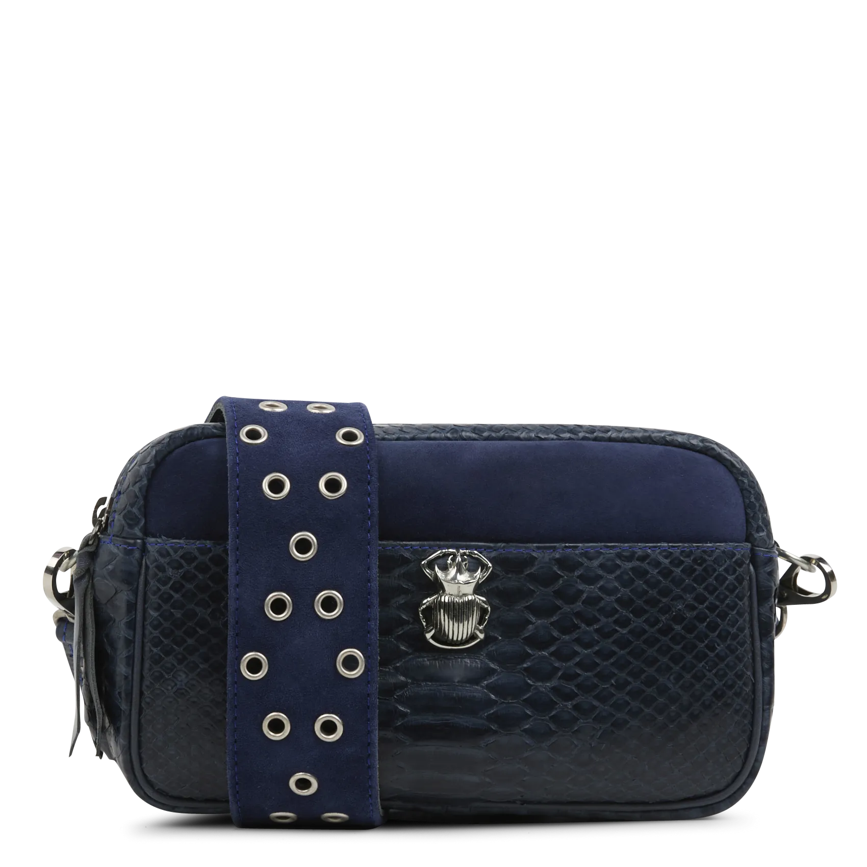 Umhängetasche aus Pythonleder Blau LILY