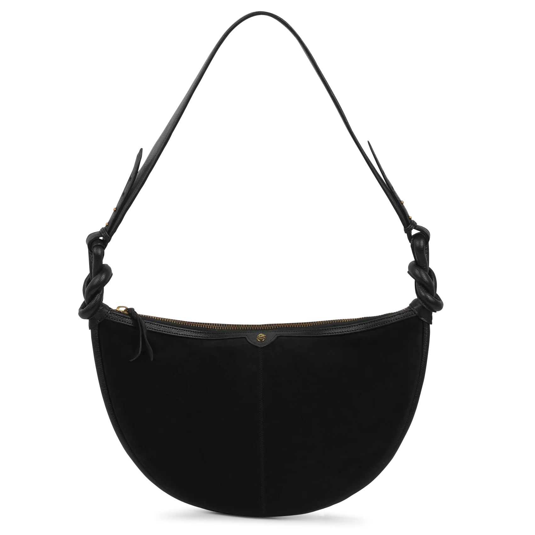Halbmond-Tasche aus Leder Schwarz CHRIS