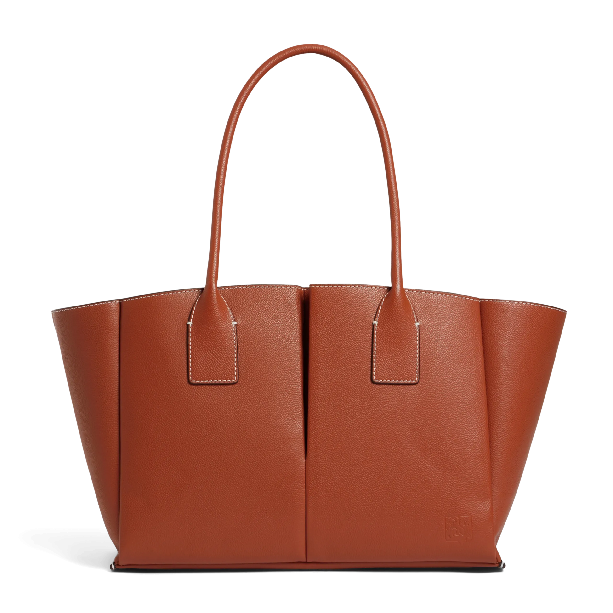 Große Shopper-Tasche aus Rindsleder Braun ELENA