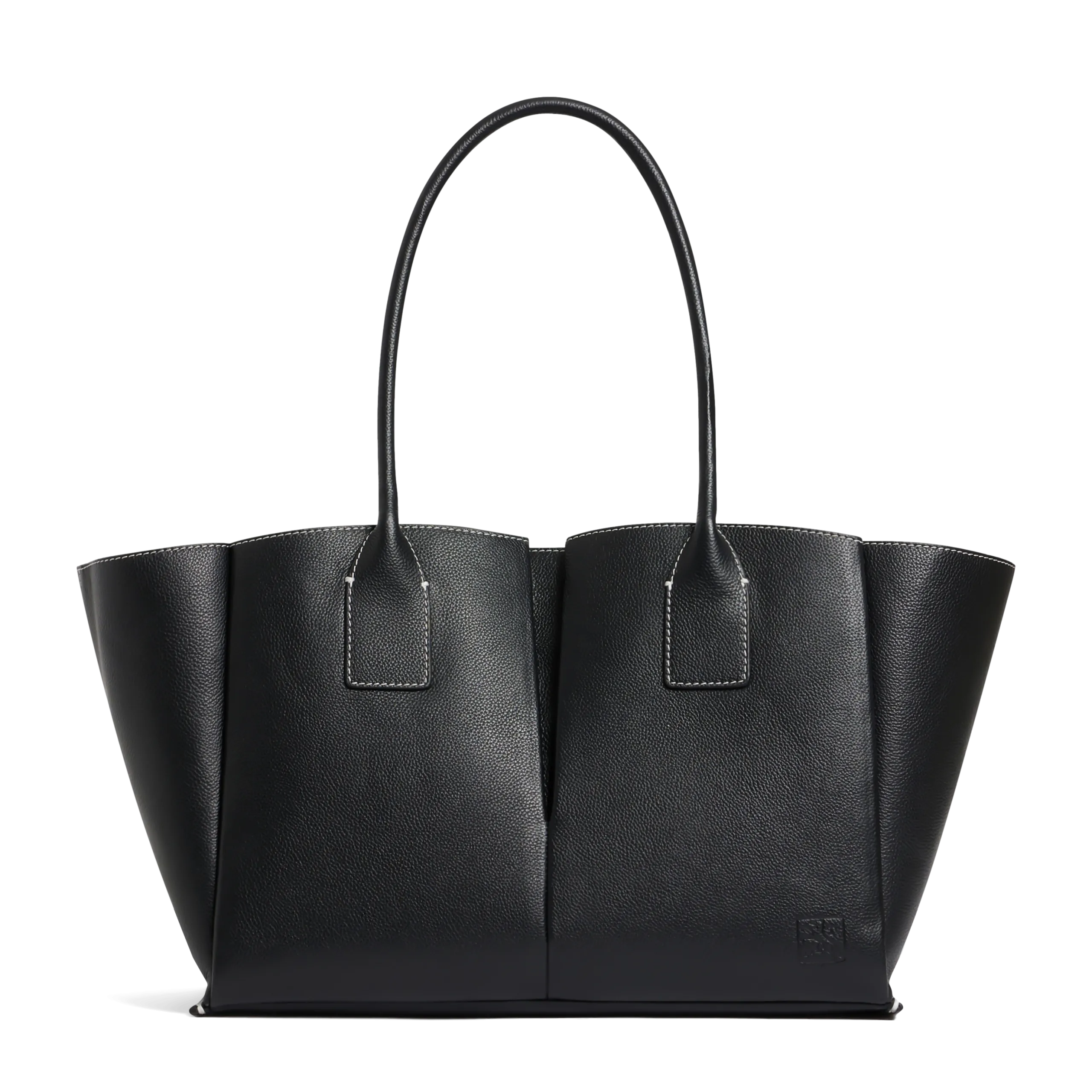 Große Shopper-Tasche aus Rindsleder Schwarz ELENA