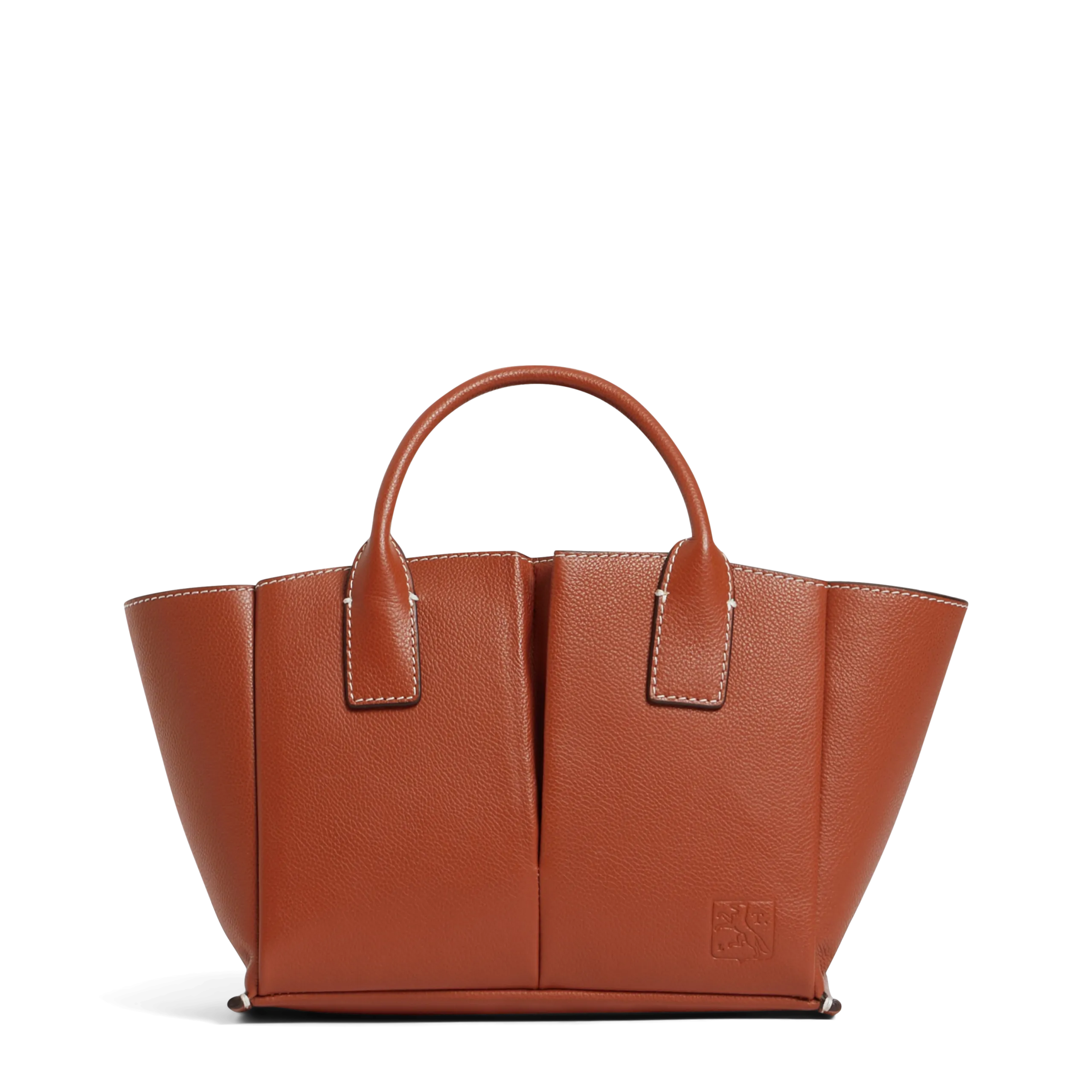 Kleine Shopper-Tasche aus Rindsleder Braun ELENA