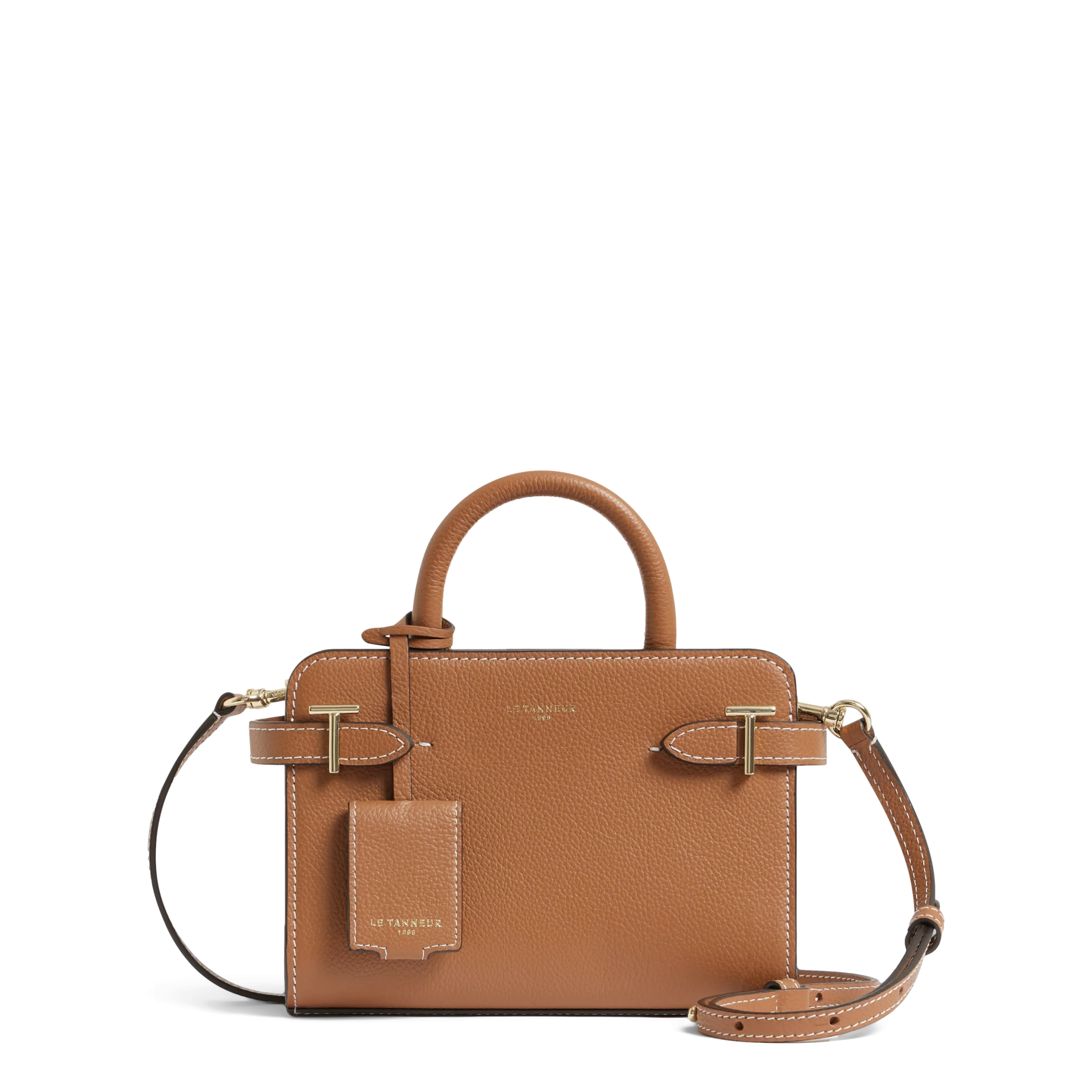 Umhängetasche aus genarbtem Leder Braun EMILIE