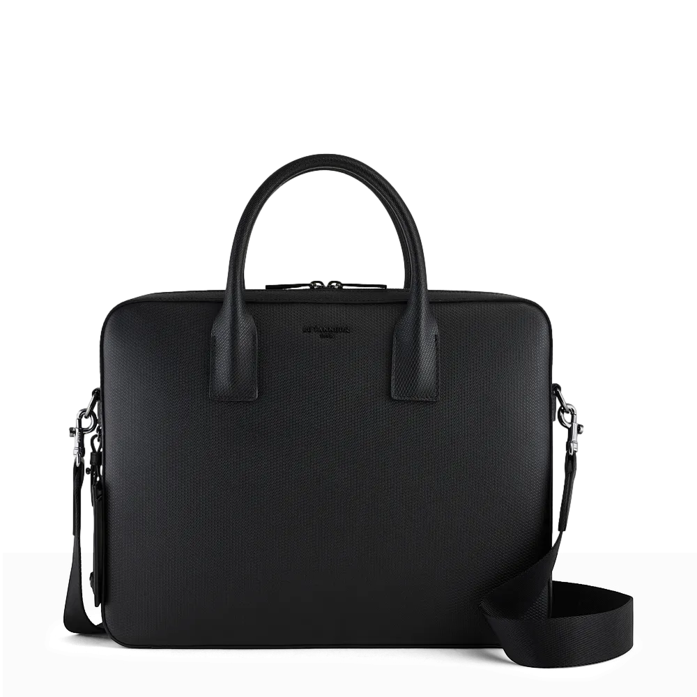 Schlanker 14-Zoll-Ledertasche Schwarz EMILE