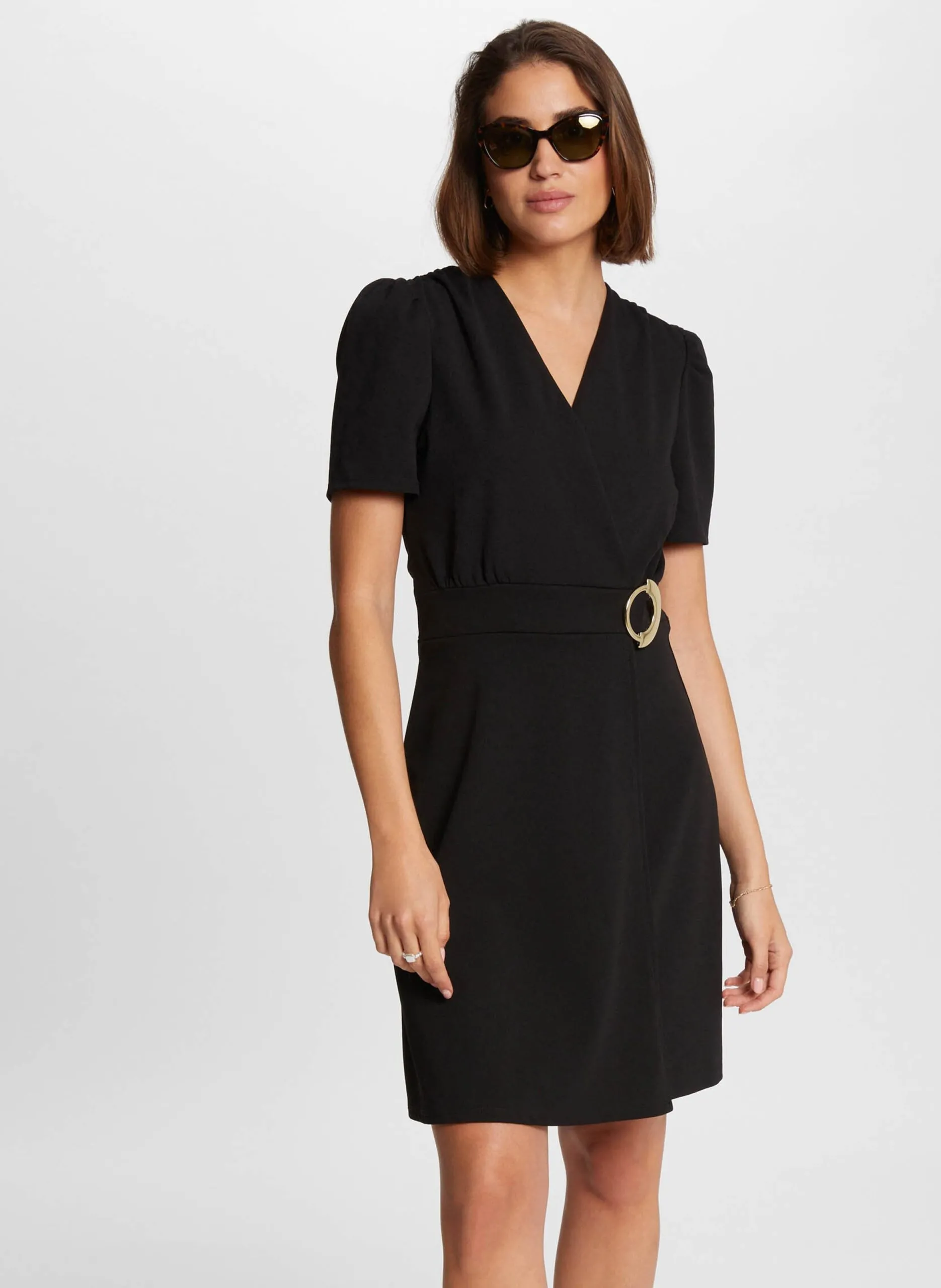 Midi-Wickelkleid mit Gürtel Braun 242-RSCUBA