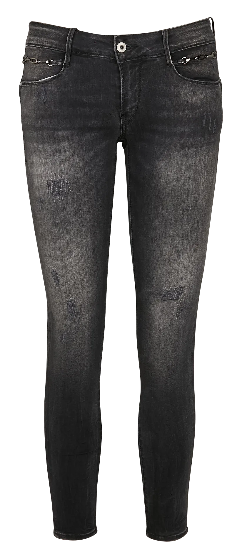 Slim Fit Jeans aus Baumwoll-Mix in Stone-Washed-Optik Schwarz DALILA