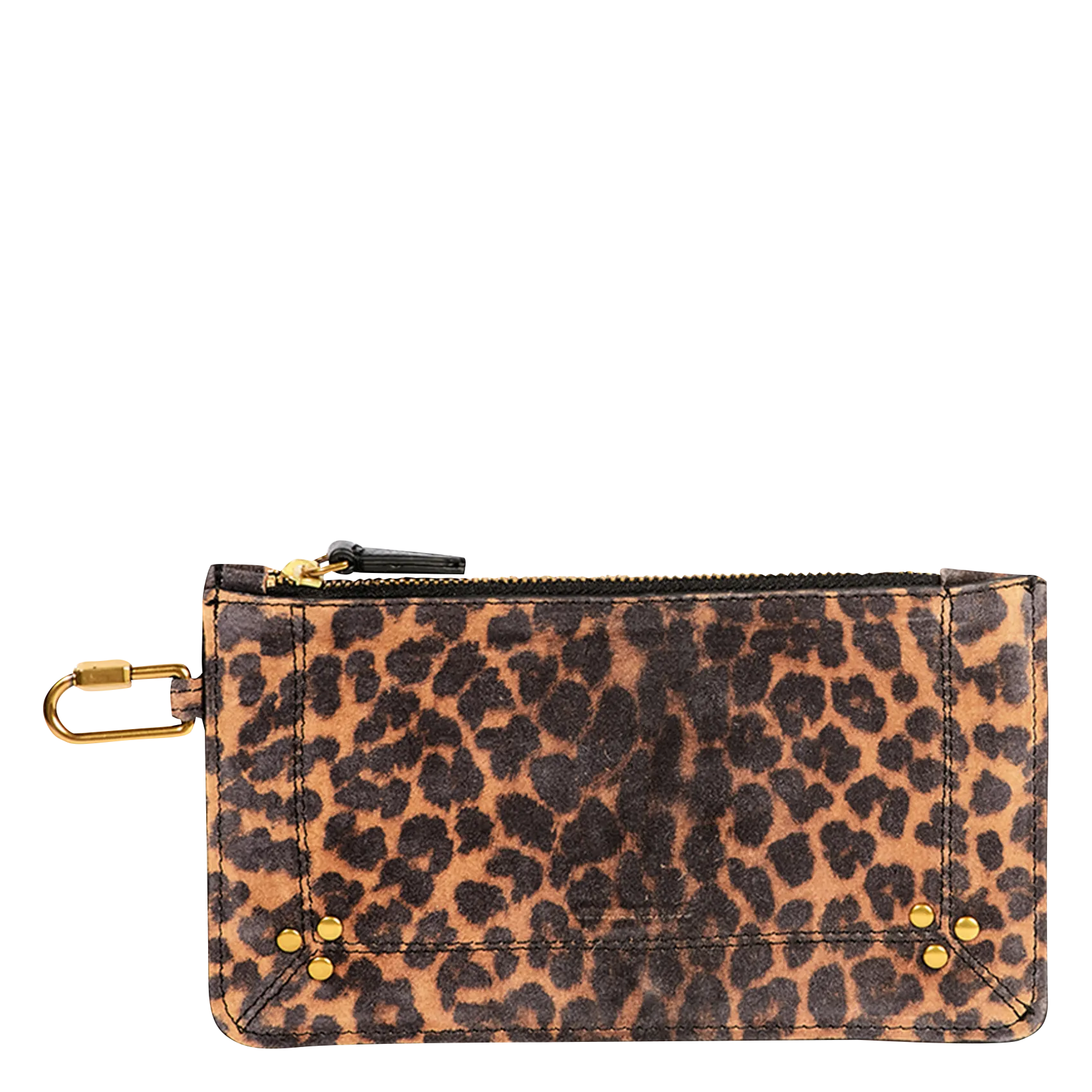 Leder-Clutch mit Print Braun POPOCHE S