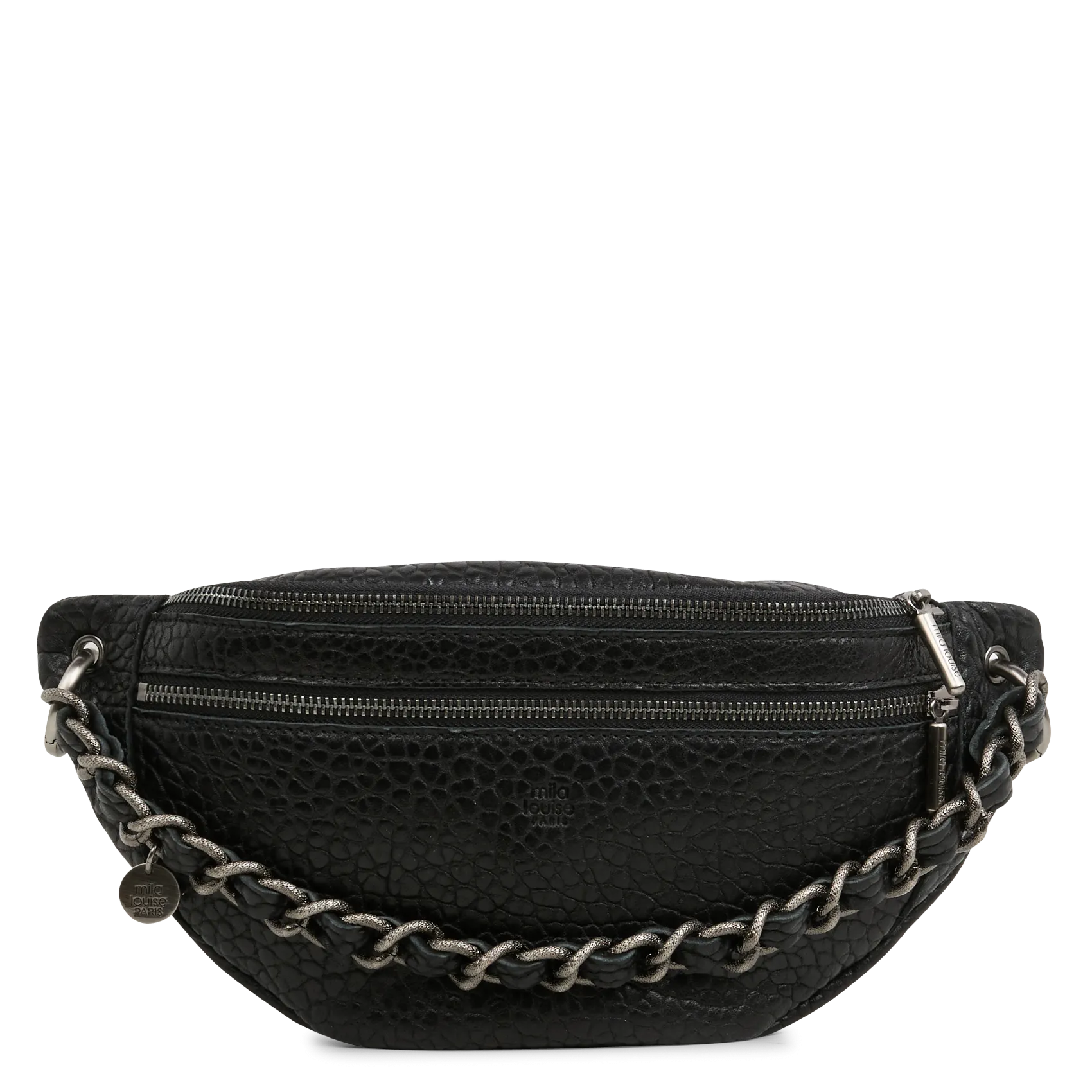 Hüfttasche aus geprägtem Leder Schwarz PETRA