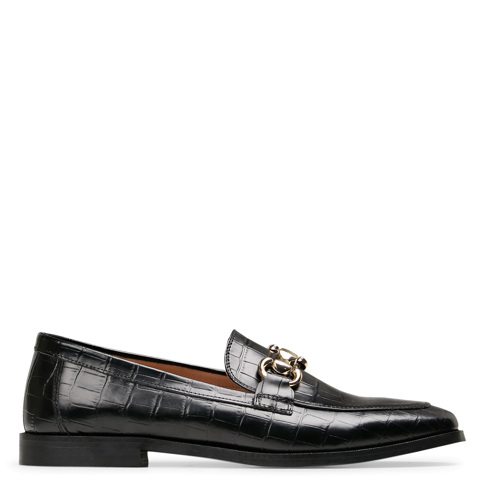 Leder-Mokassins mit Kroko-Prägung Schwarz COLETTE