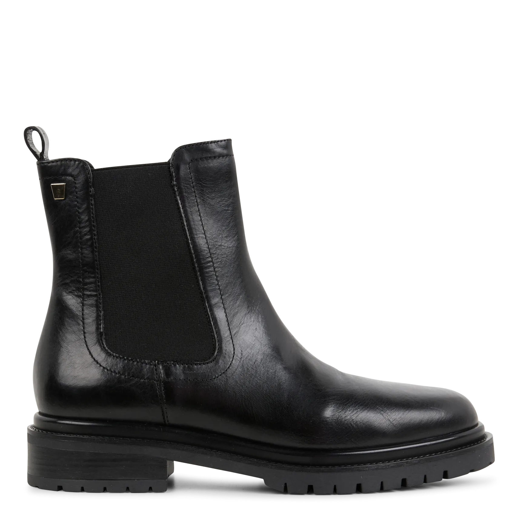 Lederstiefeletten mit Profilsohle Schwarz OTIS