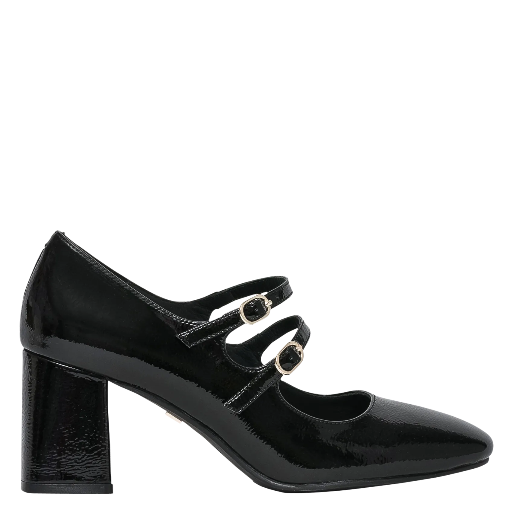 Riemchenpumps aus Leder Schwarz IZA