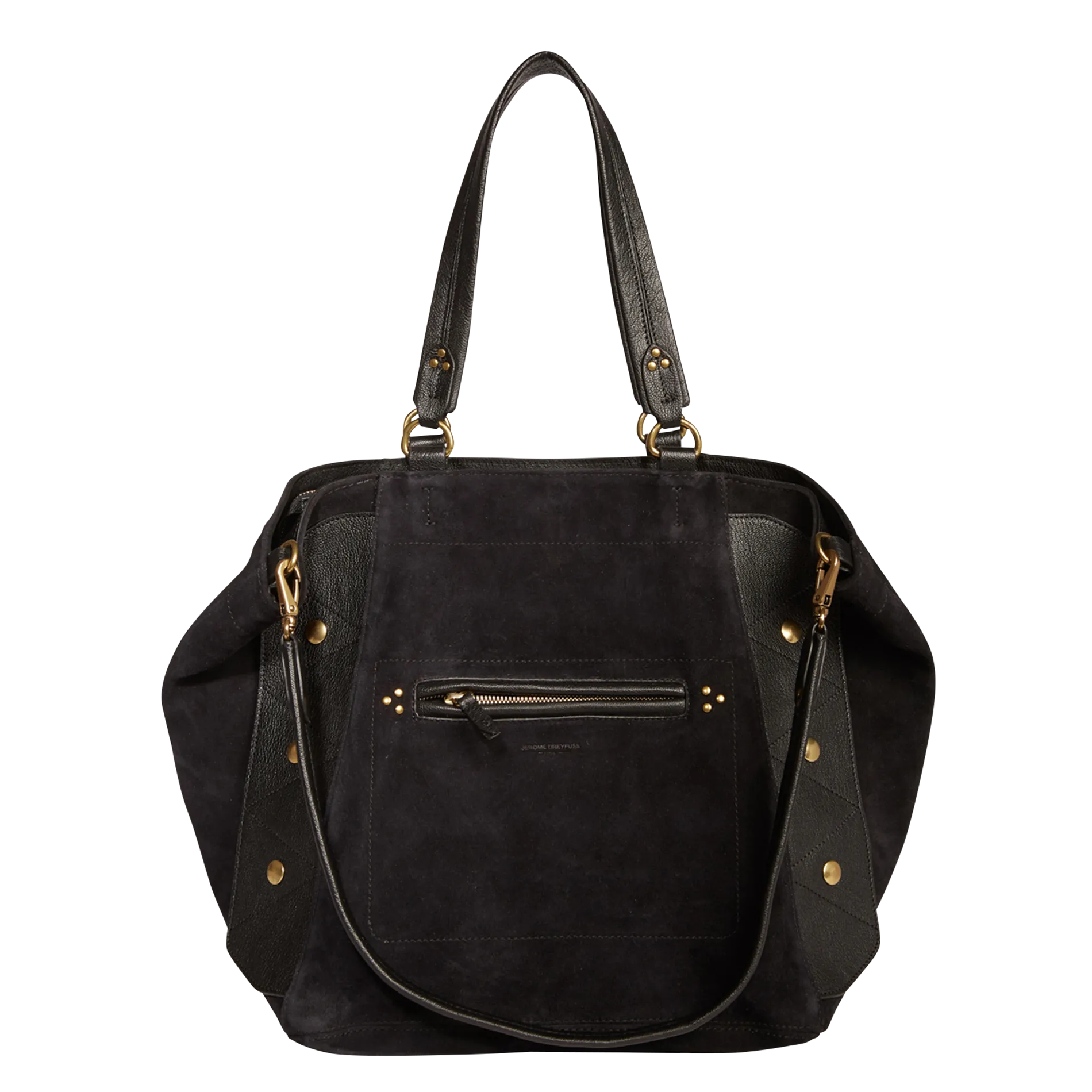 Leder-Shopper in Samt-Optik mit Schulterriemen Schwarz ROGER