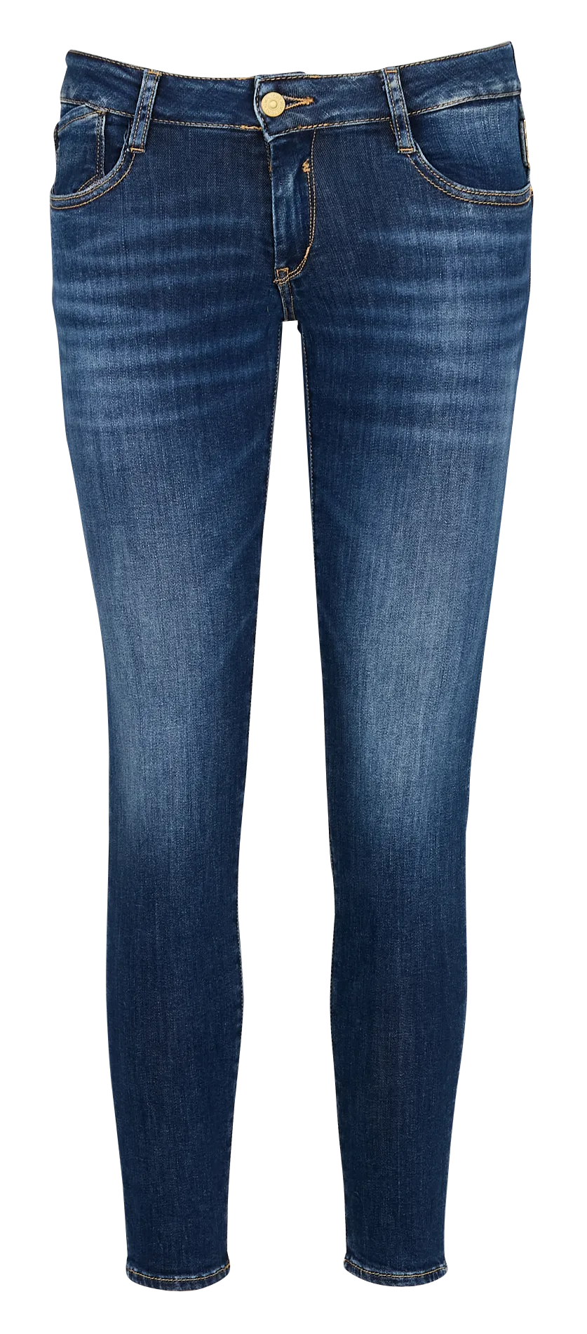 Slim-Fit Jeans in gewaschenem Baumwollmischgewebe Blau PULPC