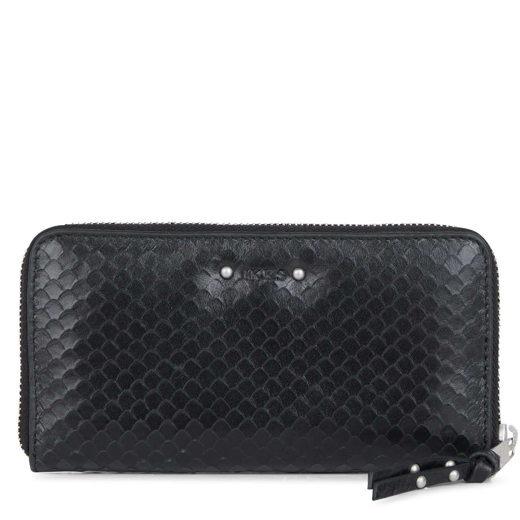 Brieftasche aus Leder im Krokolook Schwarz