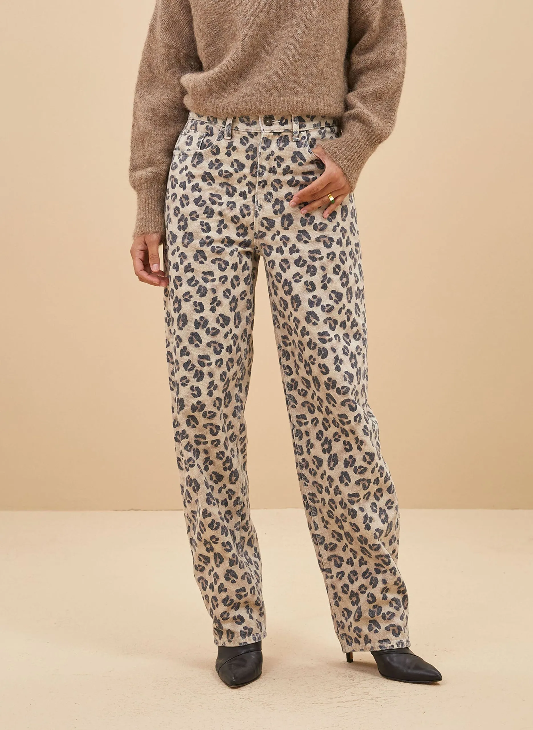 Gerade geschnittene Jeans aus Bio-Baumwolle Beige LEW