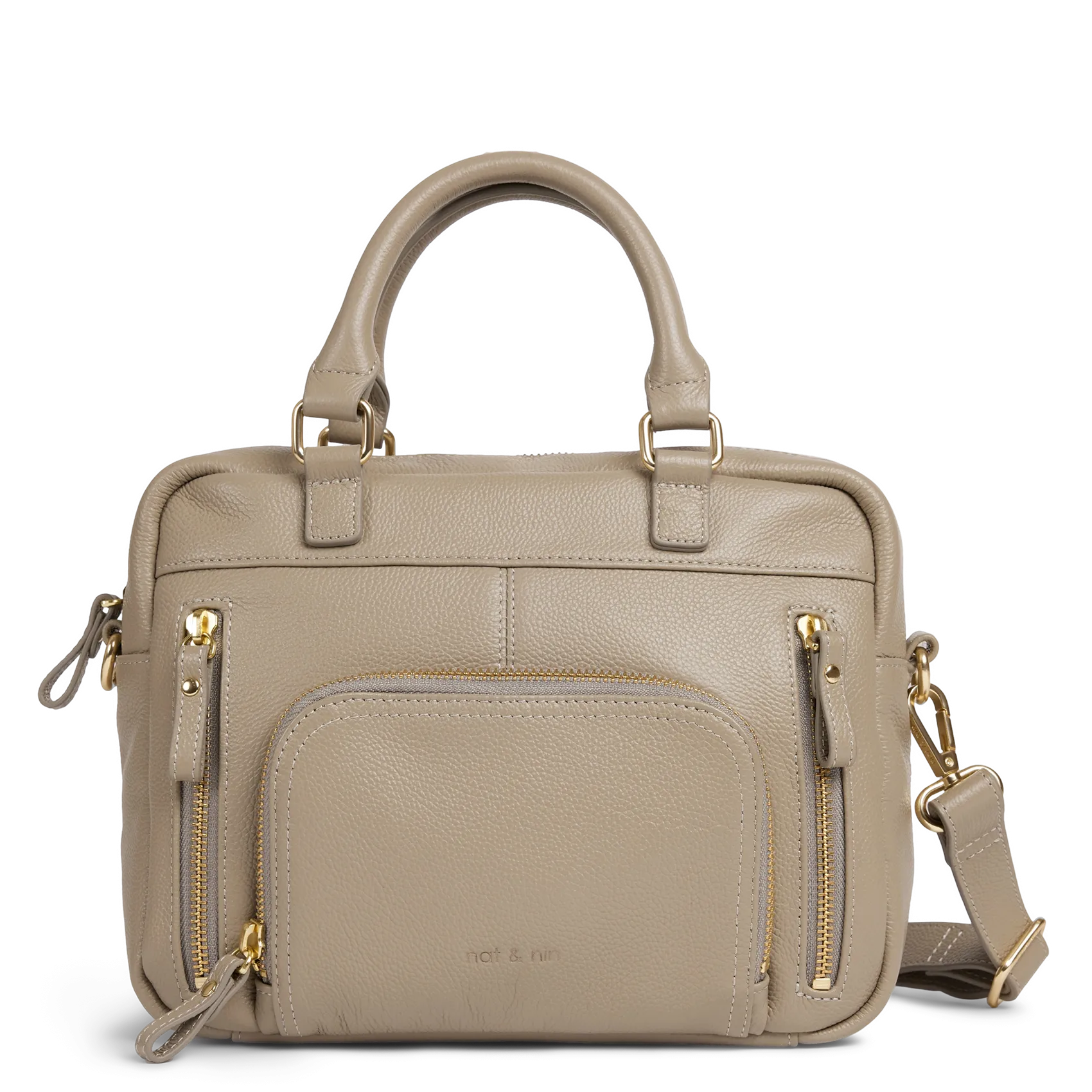 Handtasche mit mehreren Taschen aus Leder Grau MACY