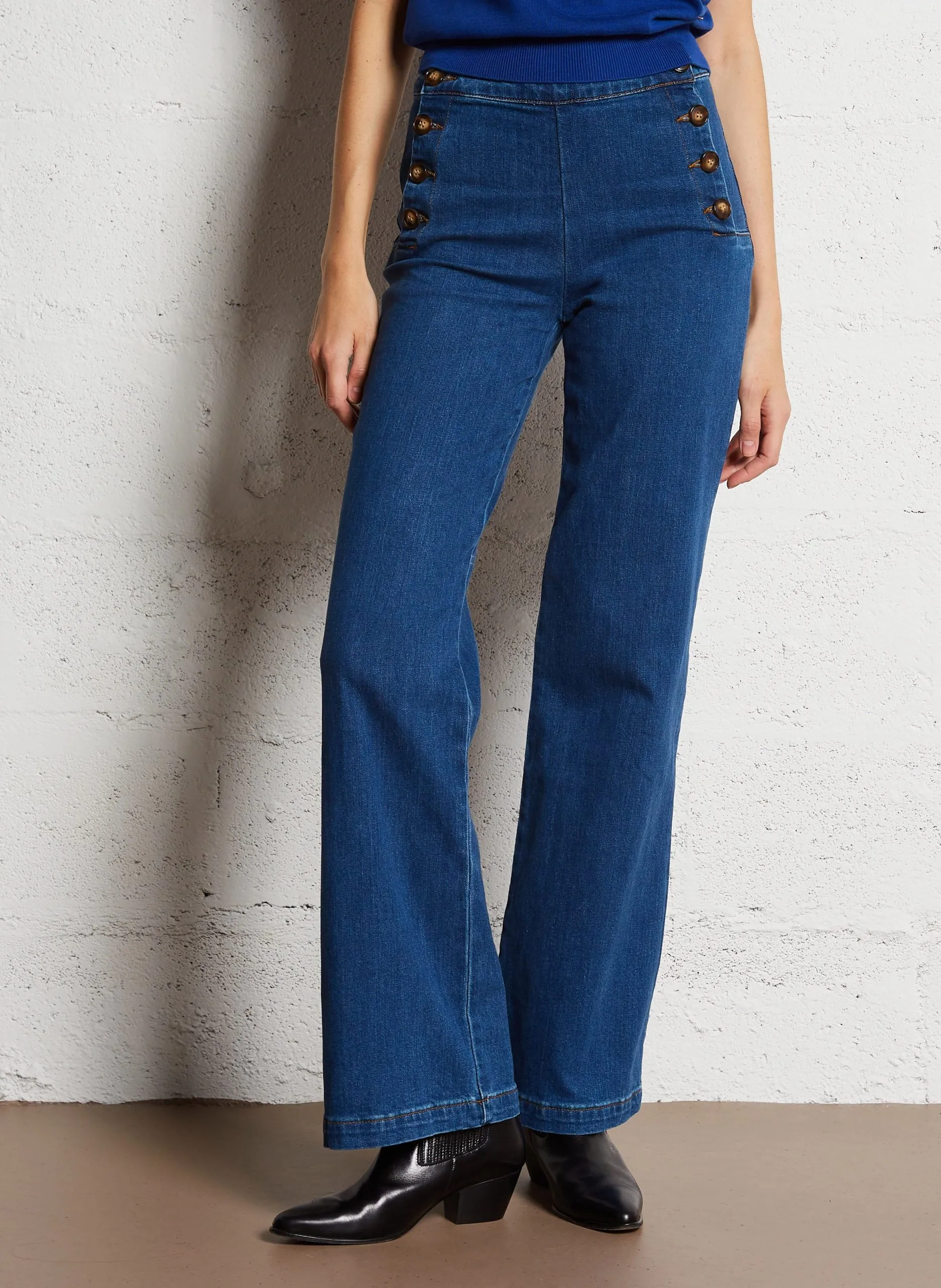 Gerader Denim-Hose aus Baumwollmischung Jeans ohne Waschung PAULIE