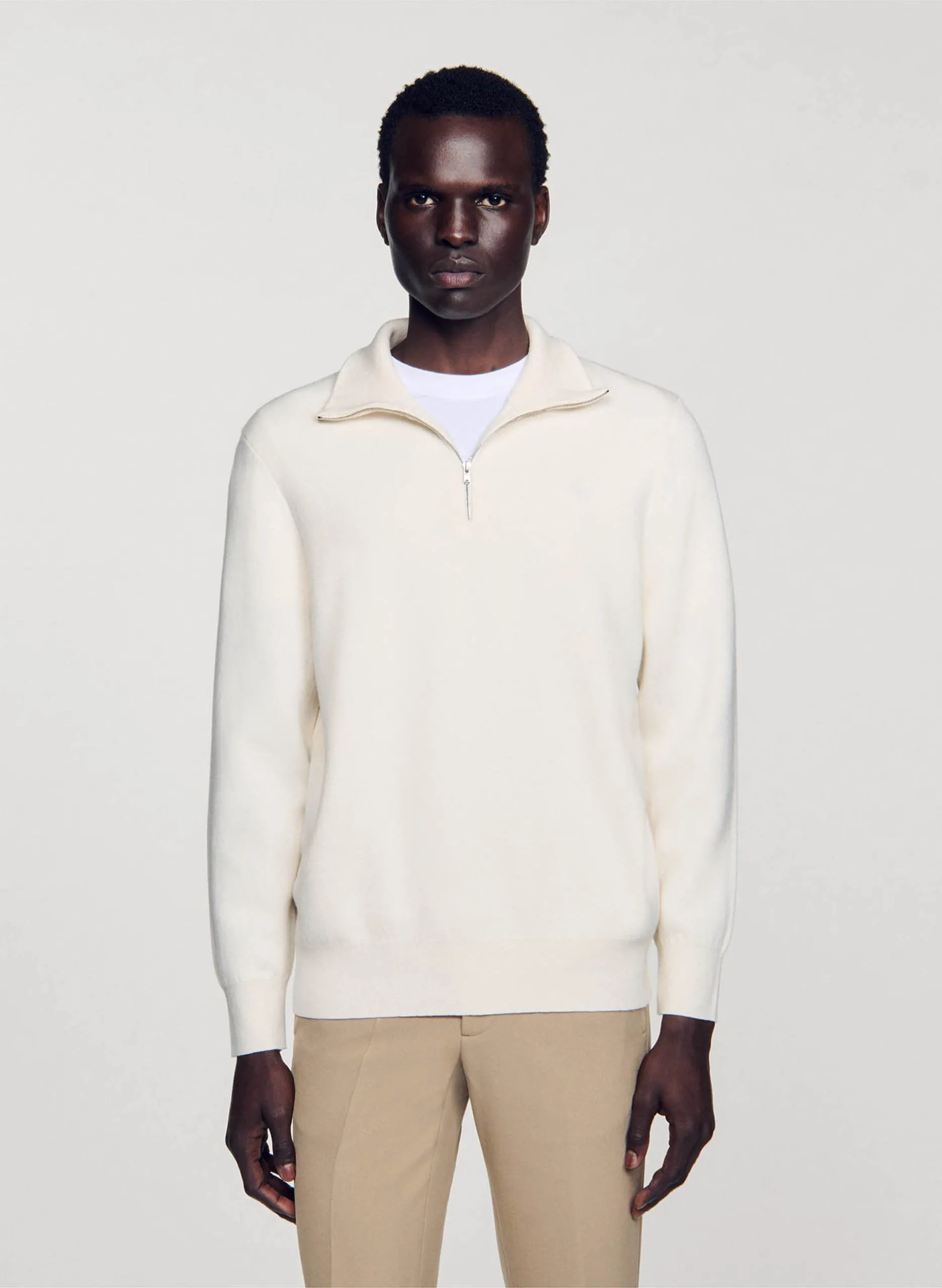 Gerade geschnittener Pullover aus Baumwoll-Mix Weiss