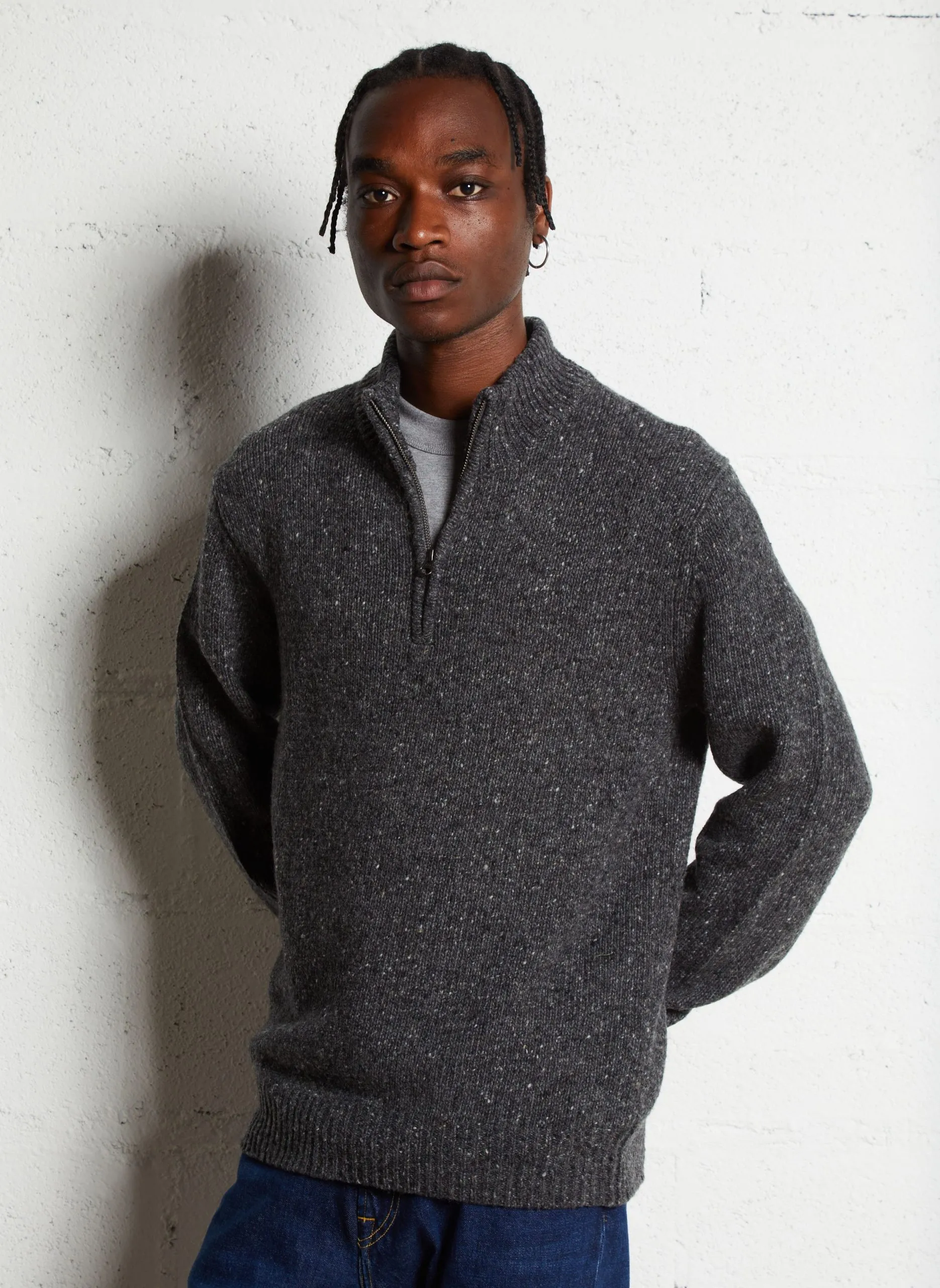 Regelmäßiger Rollkragenpullover aus Wollmischung Grau DONEGAL