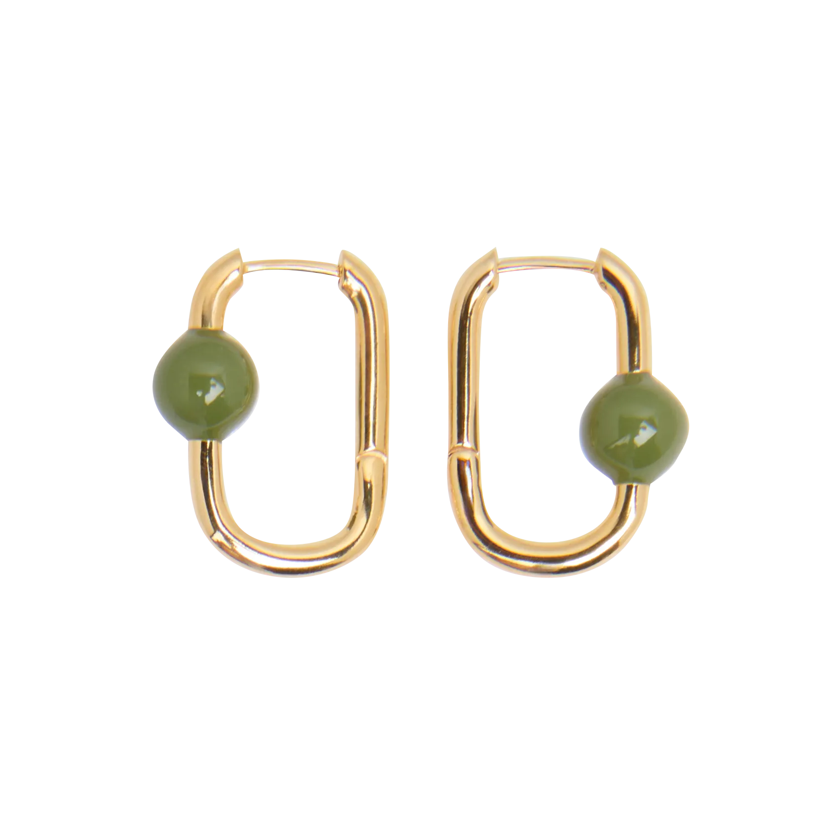 Rechteckige Perlenohrringe Grun GEORGINA