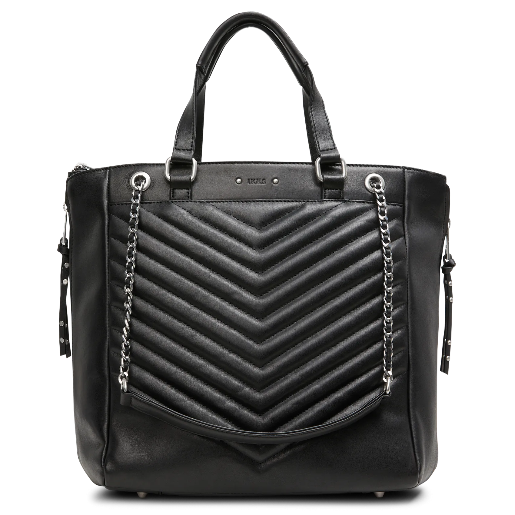 Einfarbige Handtasche aus Leder Schwarz