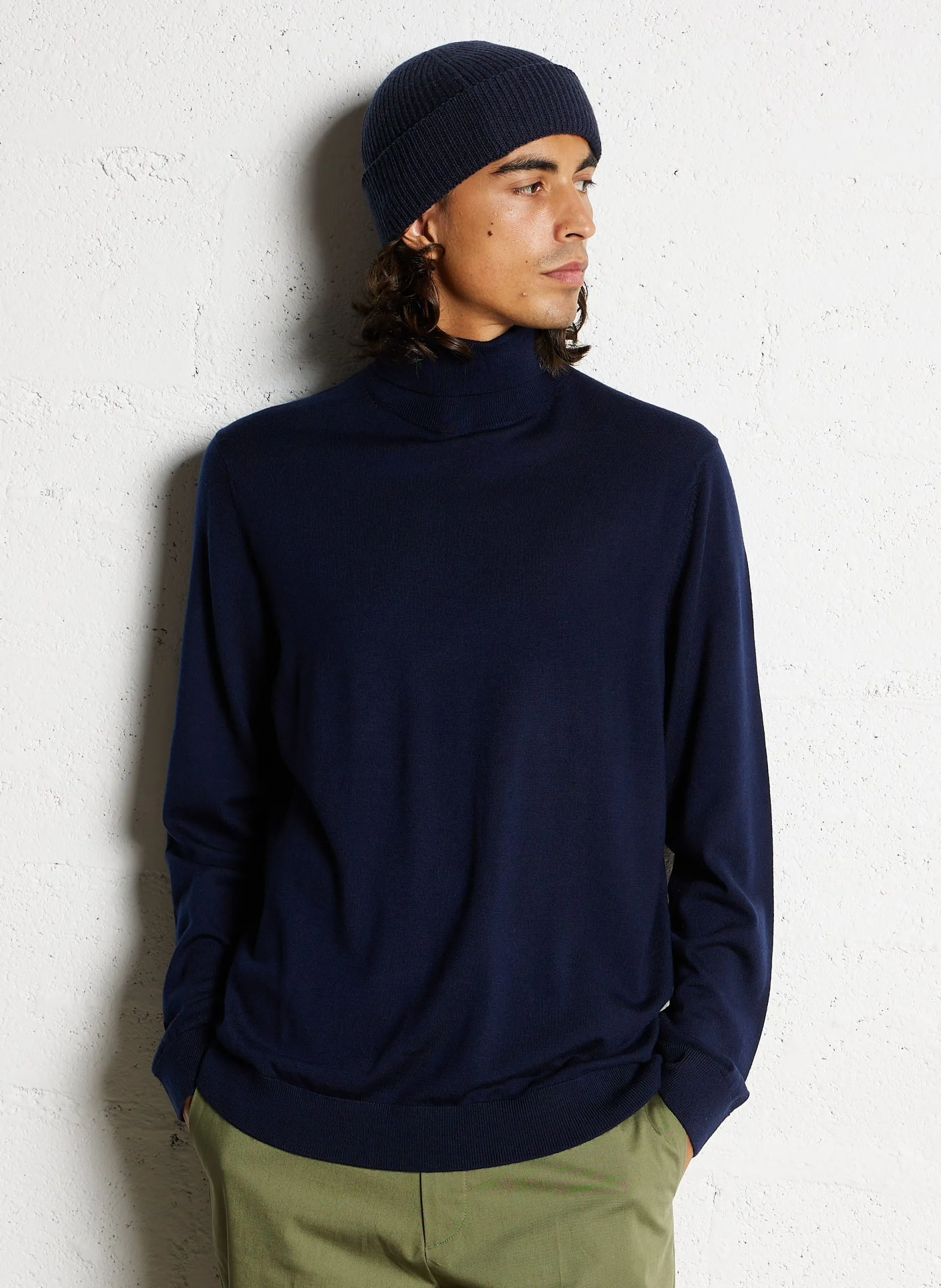 Regular-Fit-Rollkragenpullover aus Merinowolle Blau TRAY