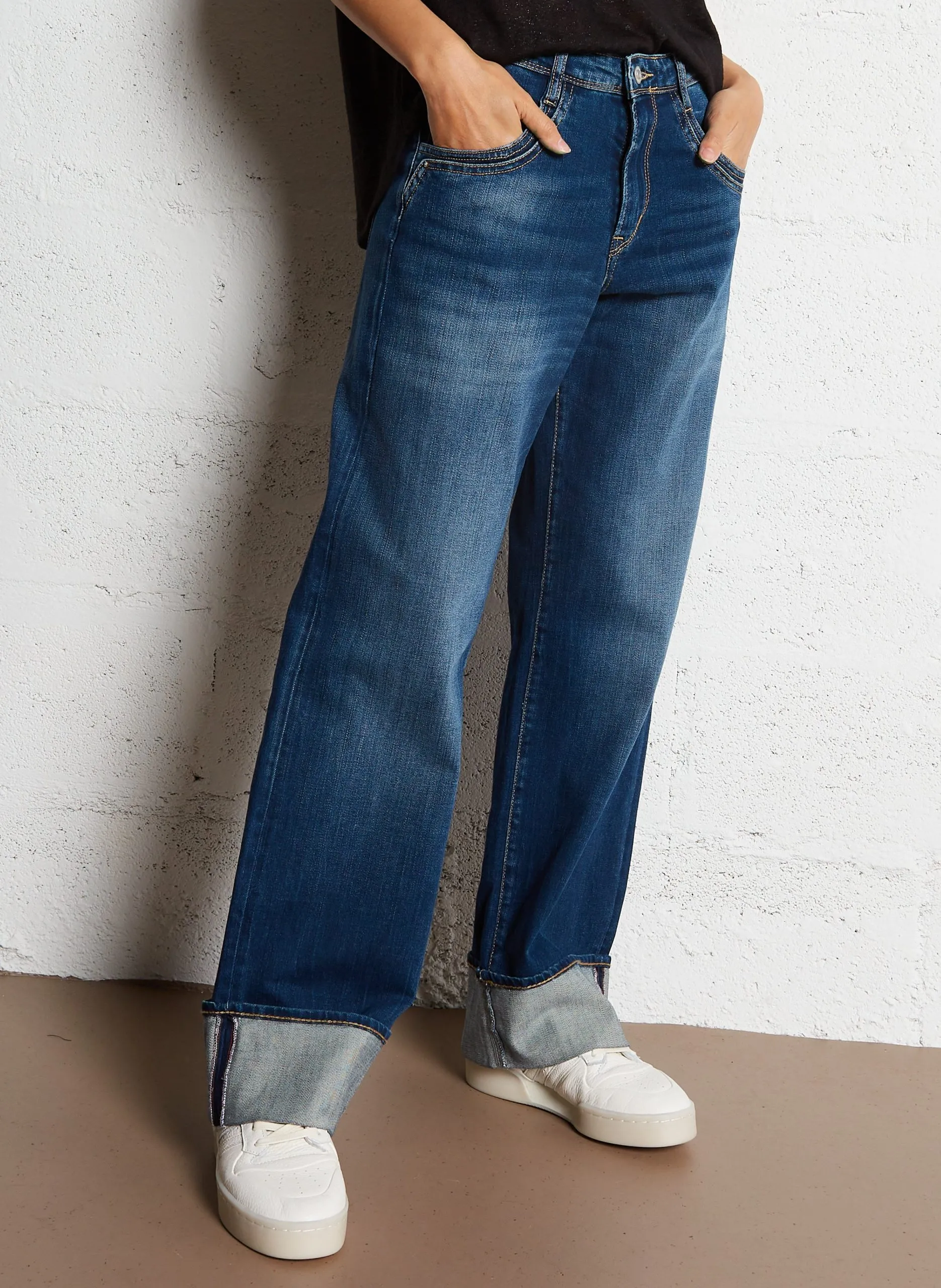 Boyfriend-Taillenjeans Blau 400/28