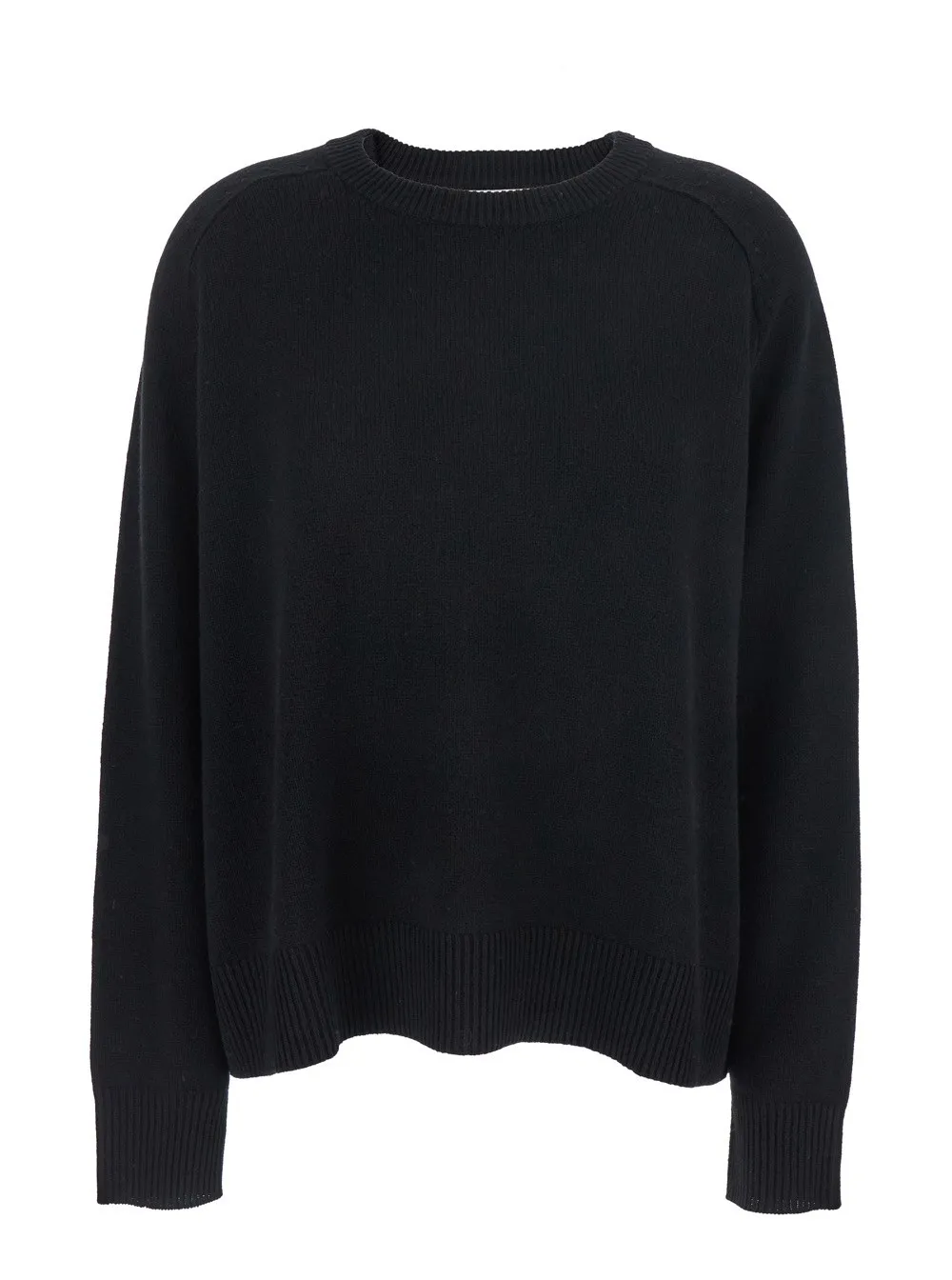 Schwarzer Pullover "Boyfriend" mit Rundhalsausschnitt und überschnittenen Schultern aus Kaschmir Damen