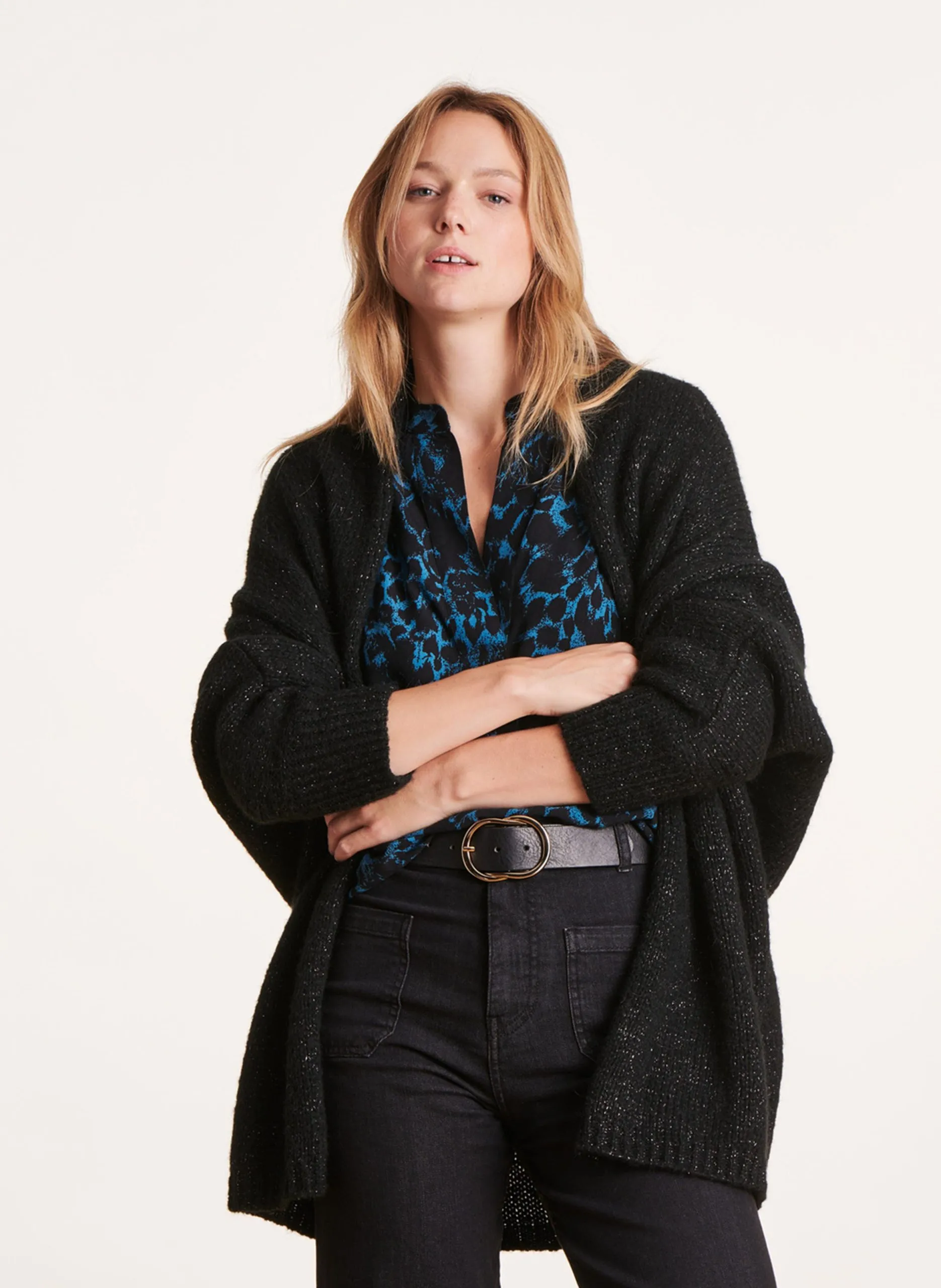 Weite Strickjacke Schwarz