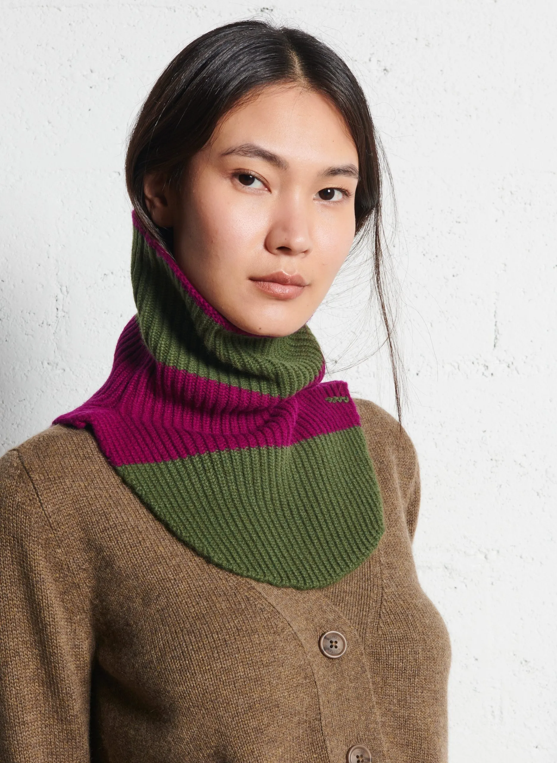 Kaschmir-Schal-Kragen Khaki