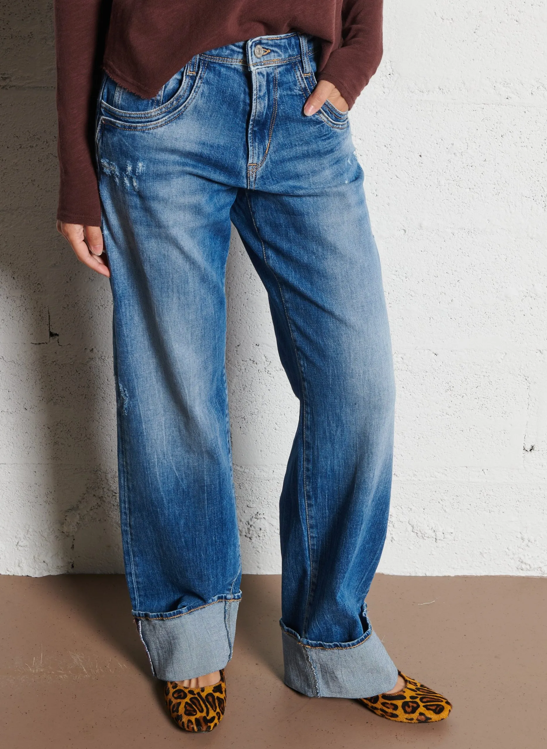 Stone Washed High Waist Jeans Blau 400/28