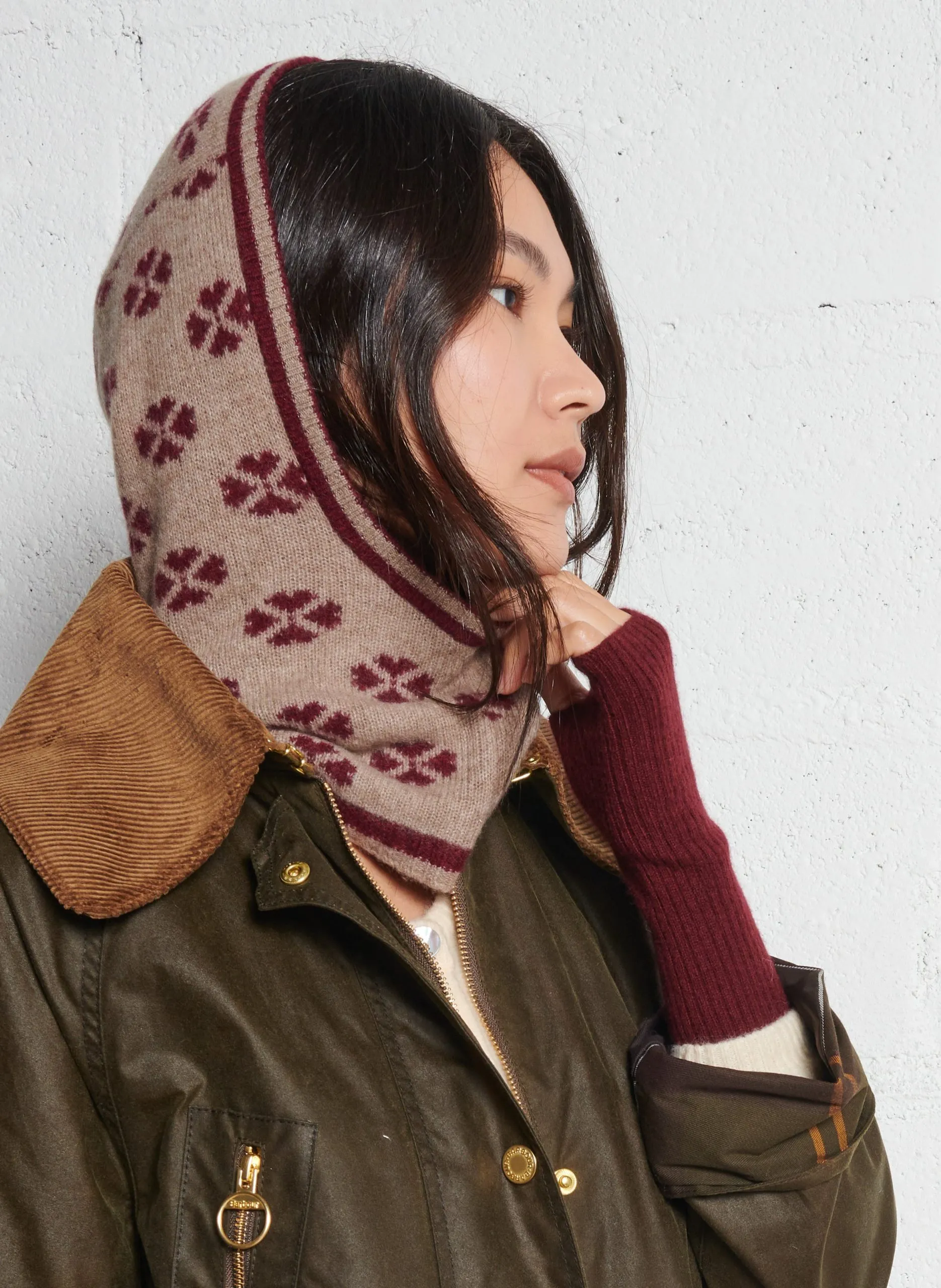 Kapuzenpullover mit Kaschmirmuster Beige