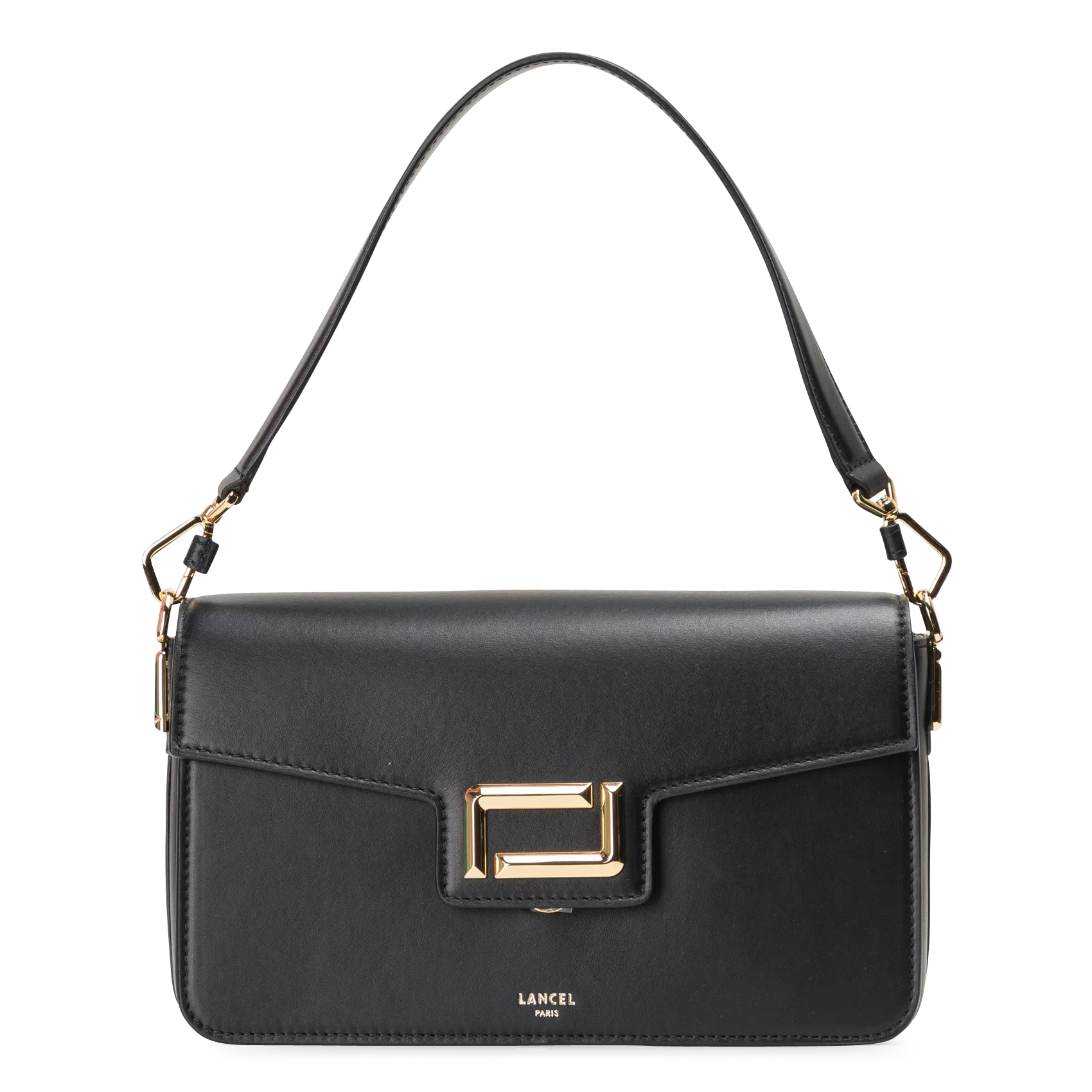 Leder-Umhängetasche mit Umschlag Schwarz ANGELE M