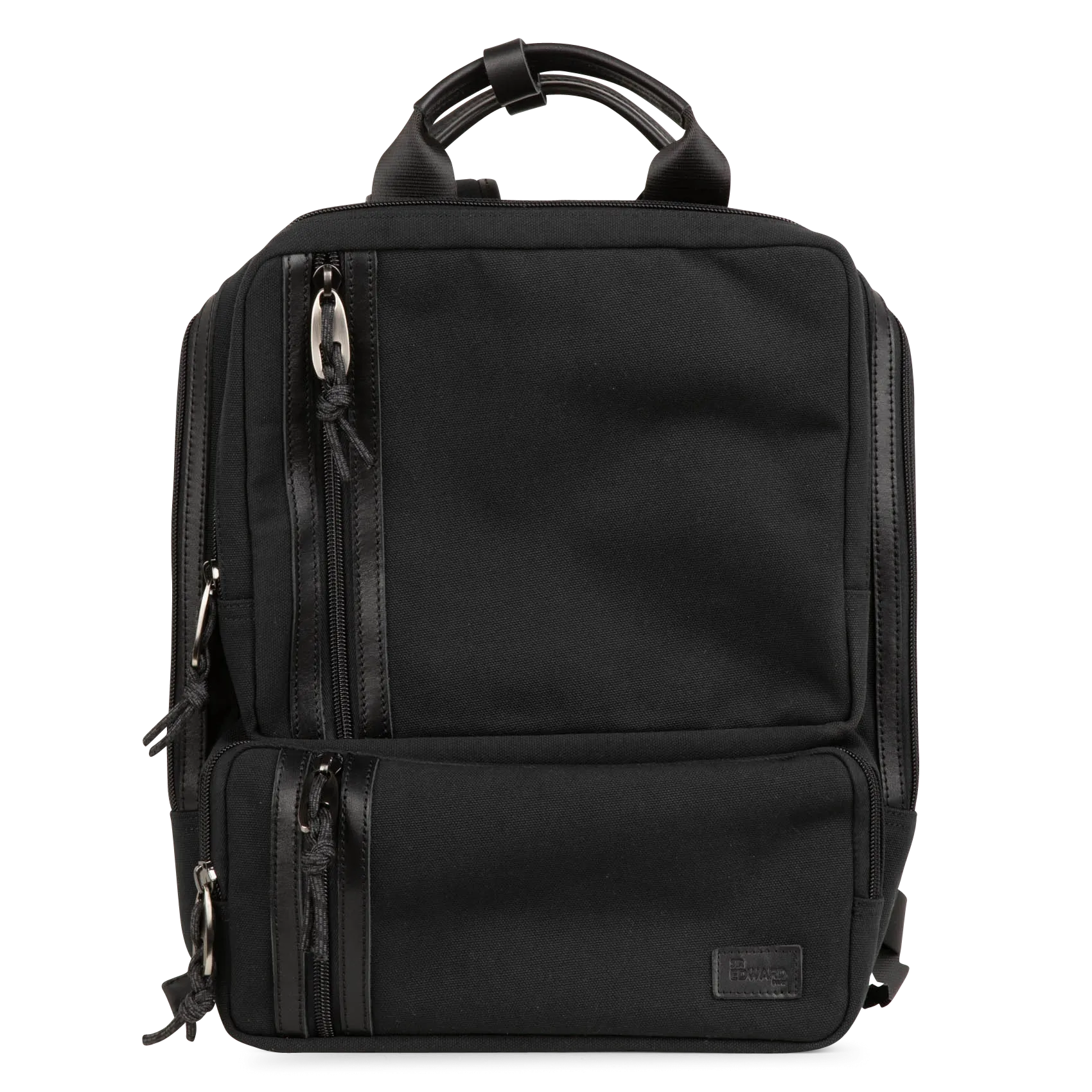 Rucksack mit mehreren Taschen aus gemischtem Leder Schwarz SIGMA