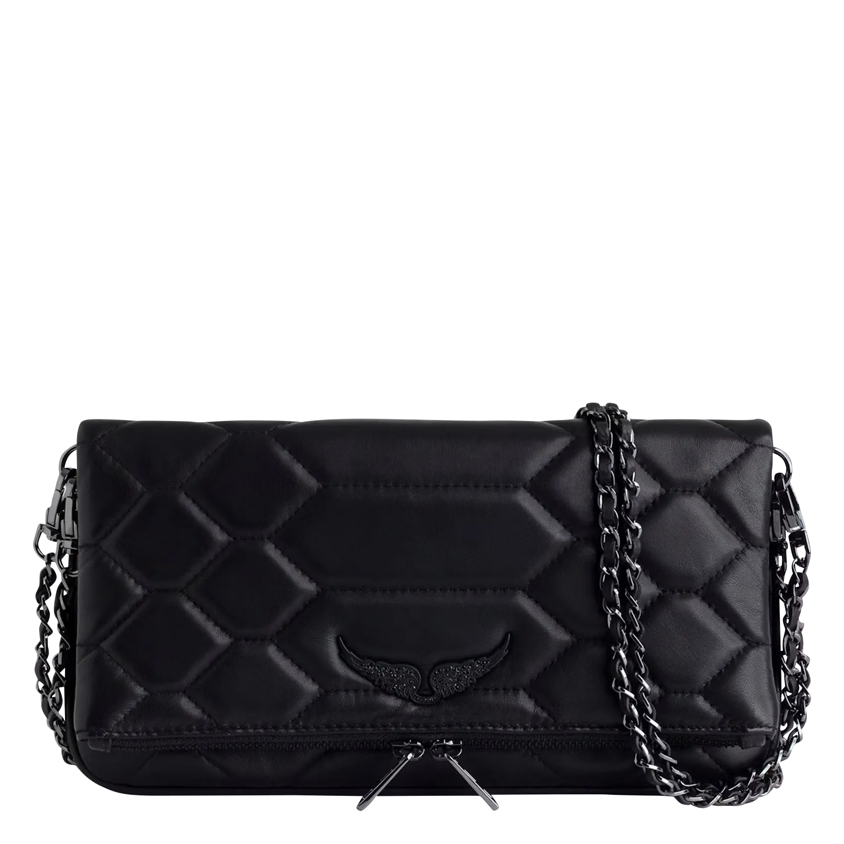 Gepolsterte Lederclutch Schwarz ROCK XL