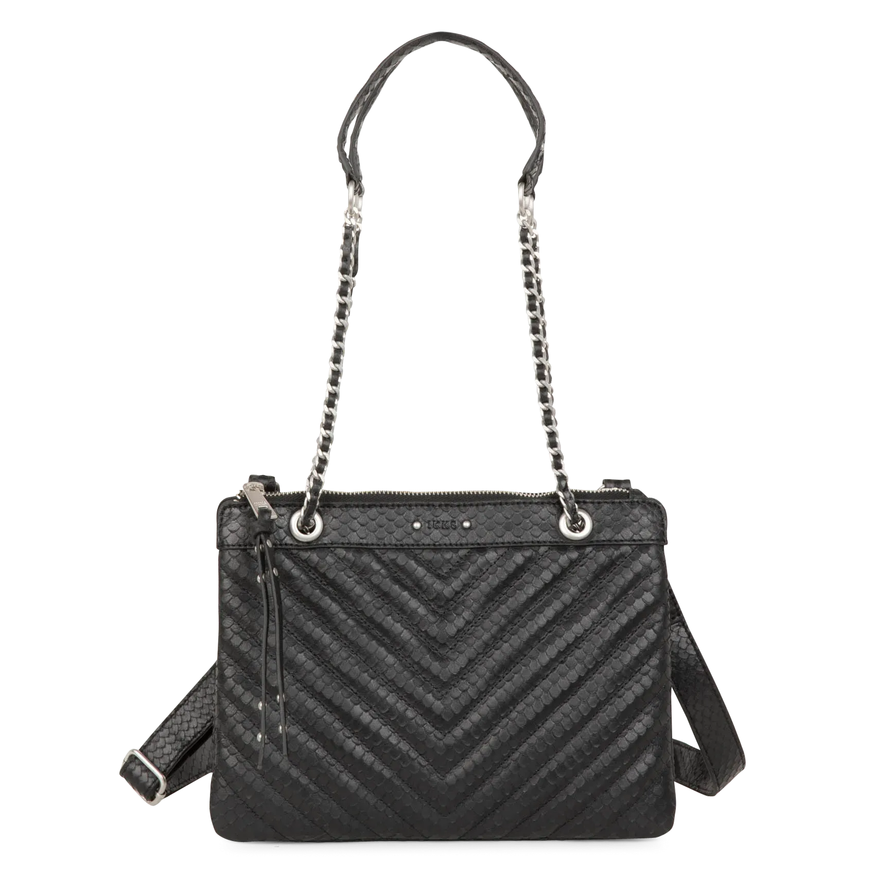 Gepolsterte Umhängetasche aus Schlangenleder Schwarz