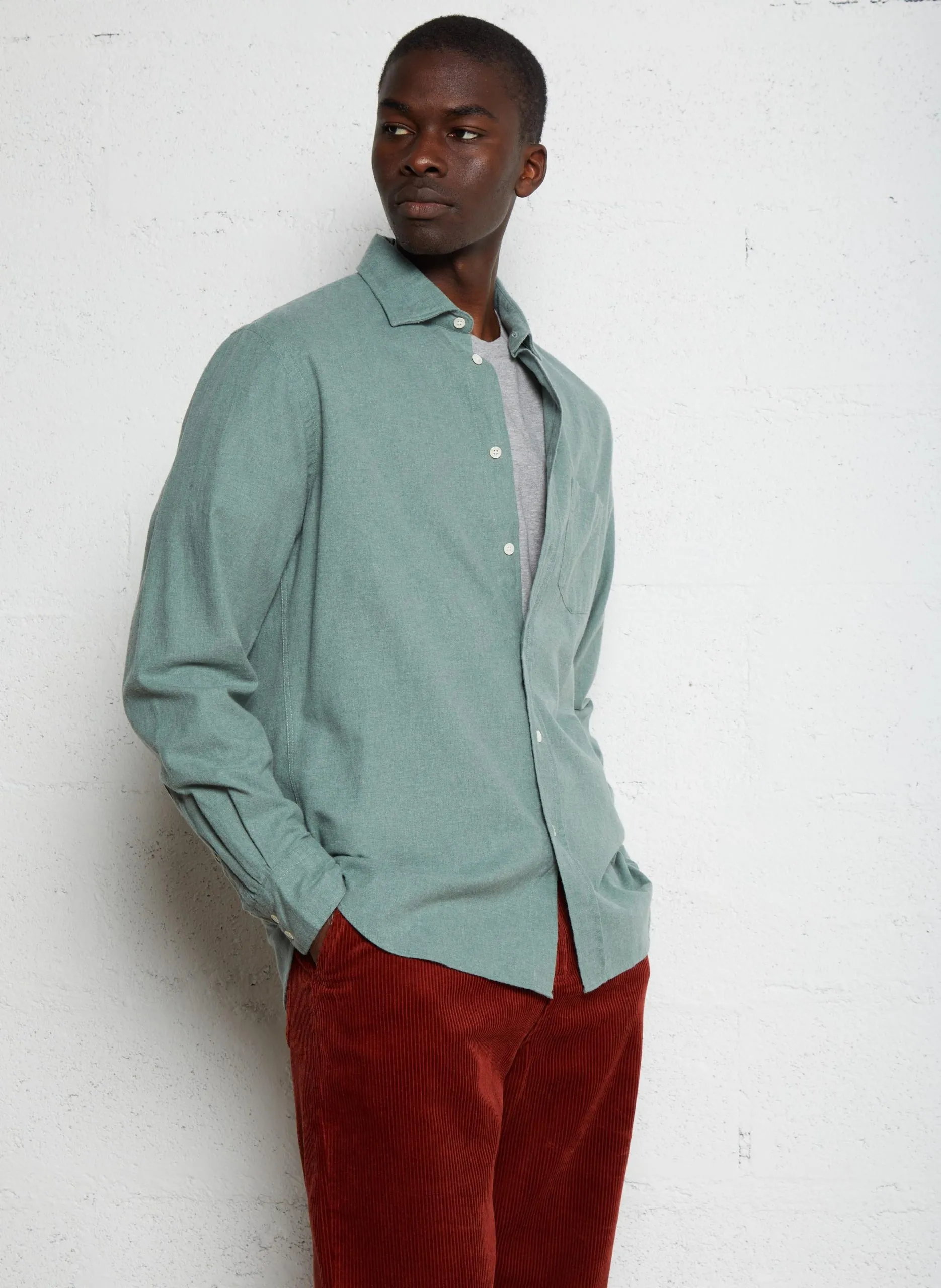 Baumwoll-Bluse Grun PAUL