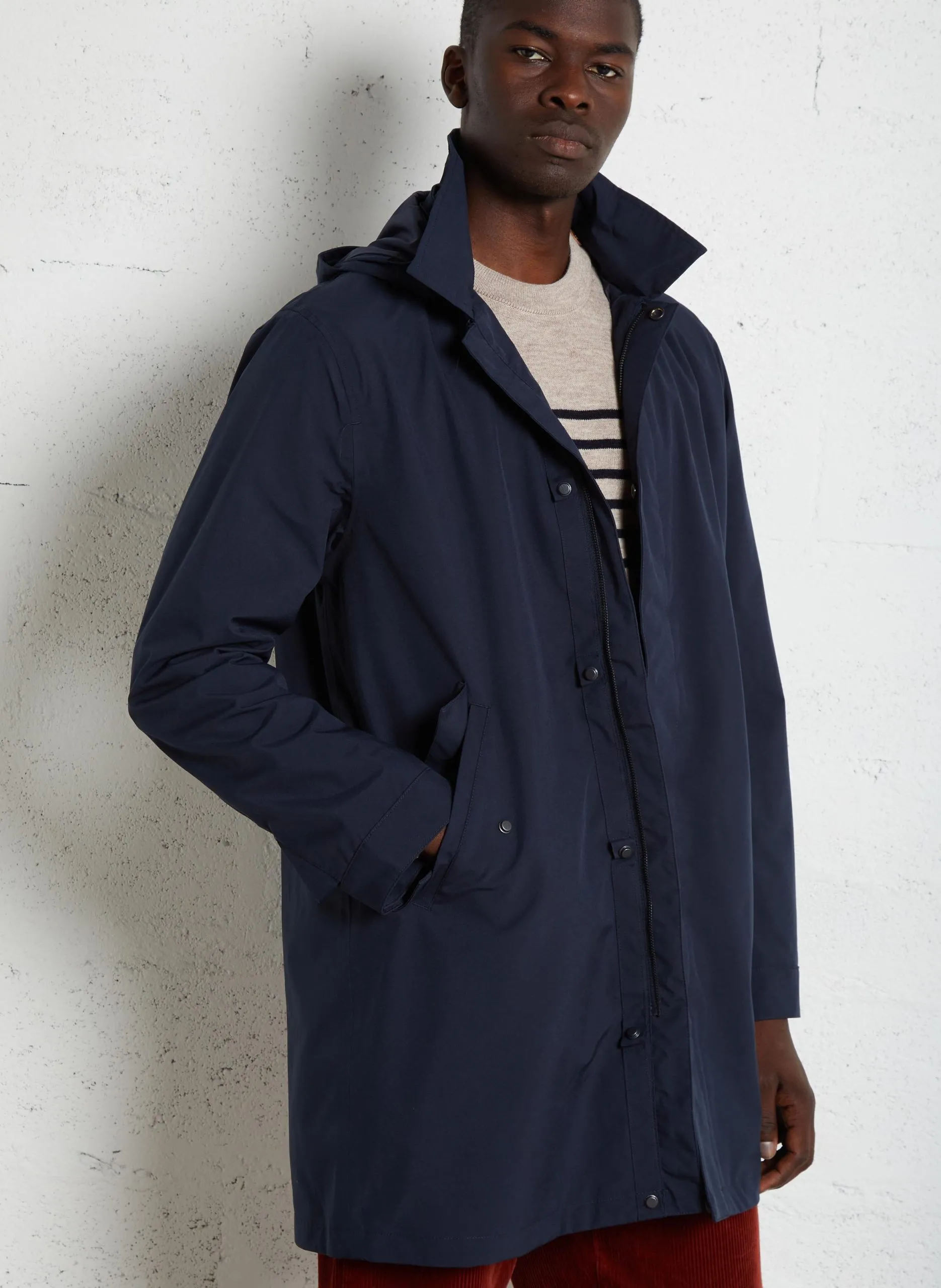 Langer wasserdichter Parka Blau