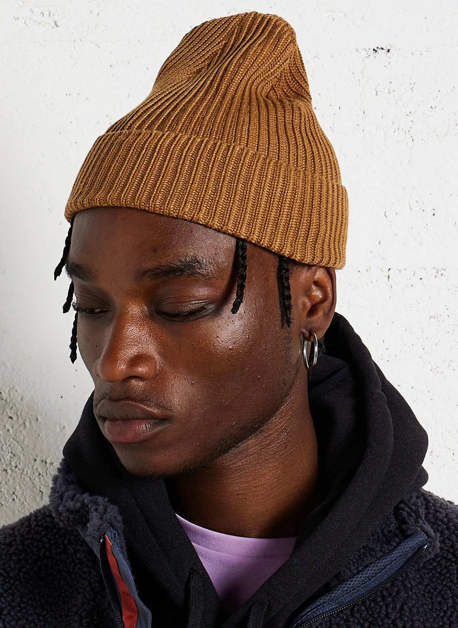 Rippstrickmütze Braun