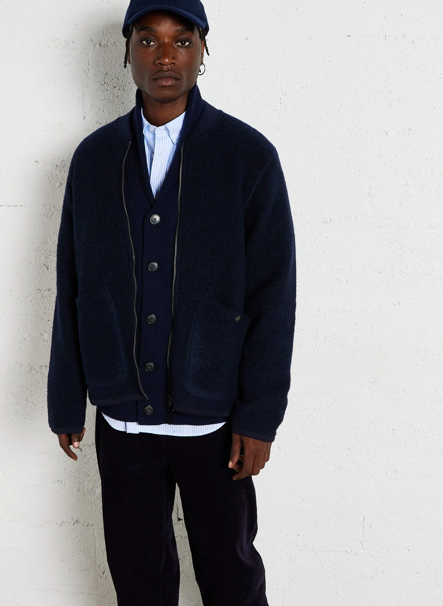 Mantel - Reißverschluss, Wollmix Blau DAVID