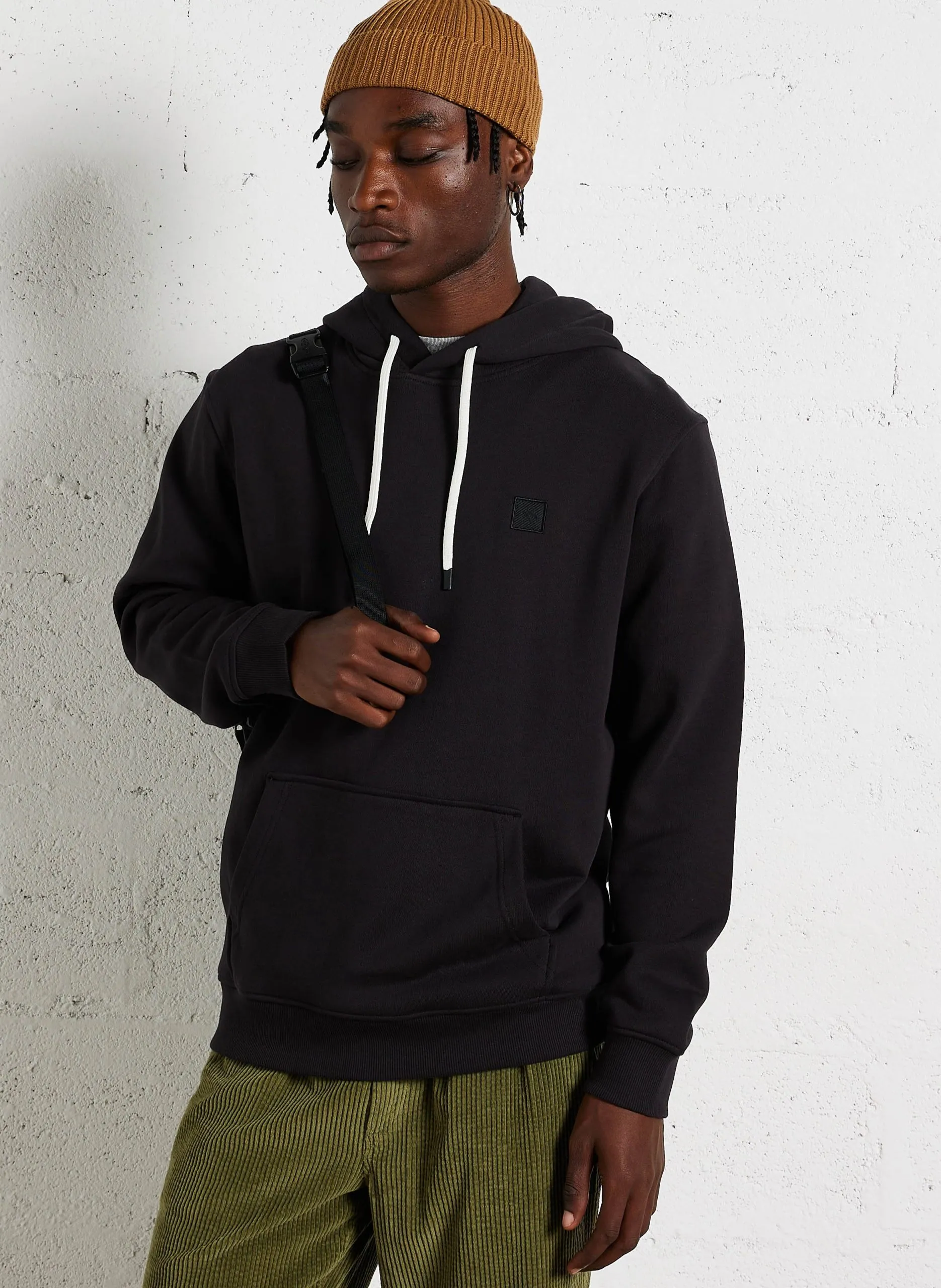 Gerade geschnittenes Kapuzensweatshirt aus Baumwolle Schwarz