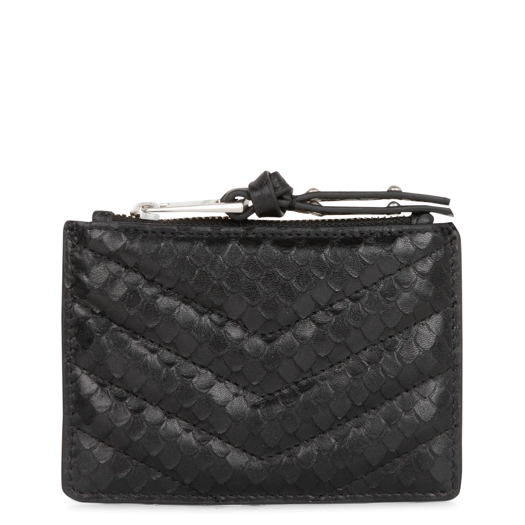 Gestepptes Kartenetui aus Leder Schwarz