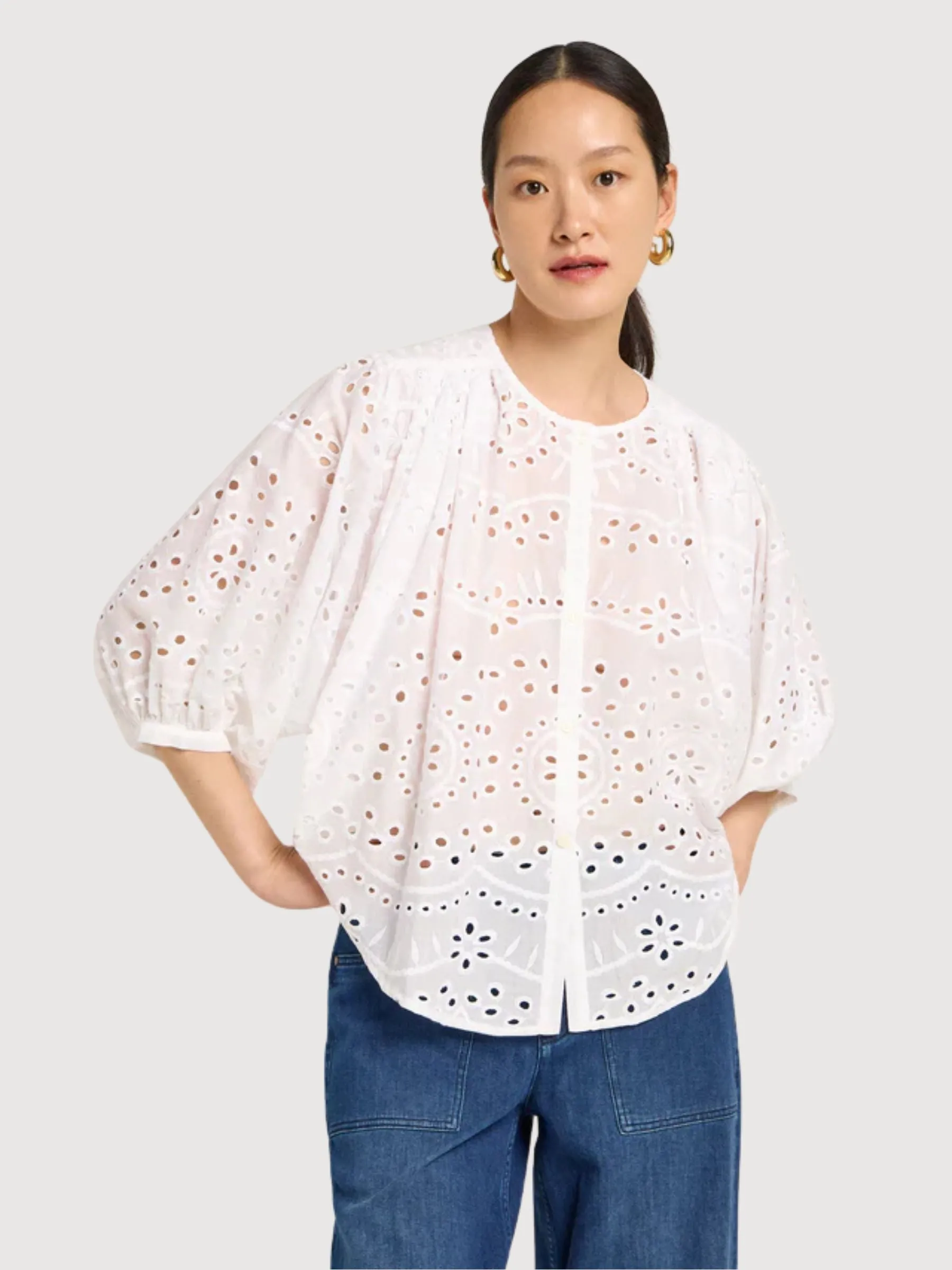Knitted blouse mit ruffles Off White/ Monkey Women | Lanius