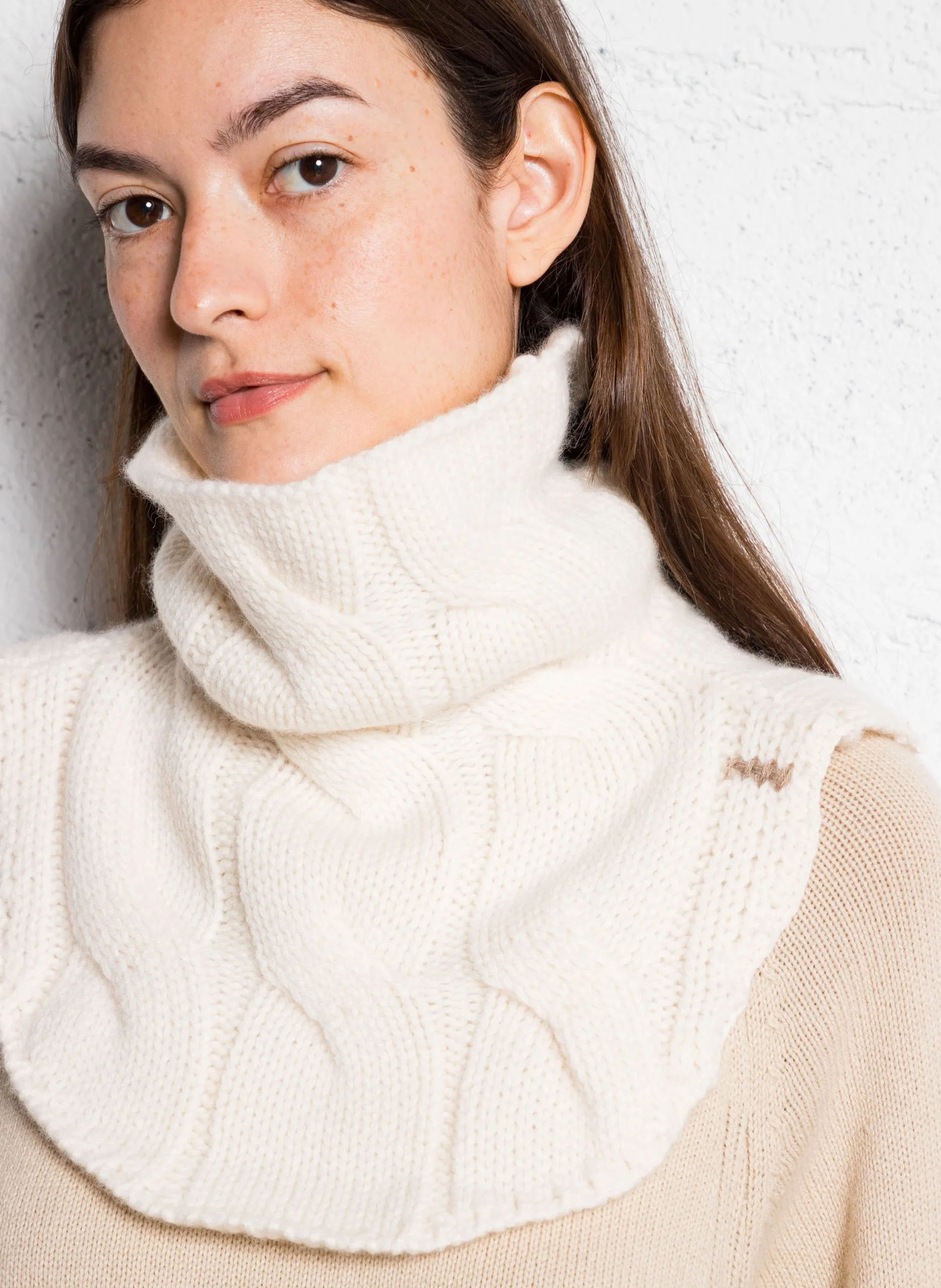 Kaschmir-Schal-Kragen Weiss