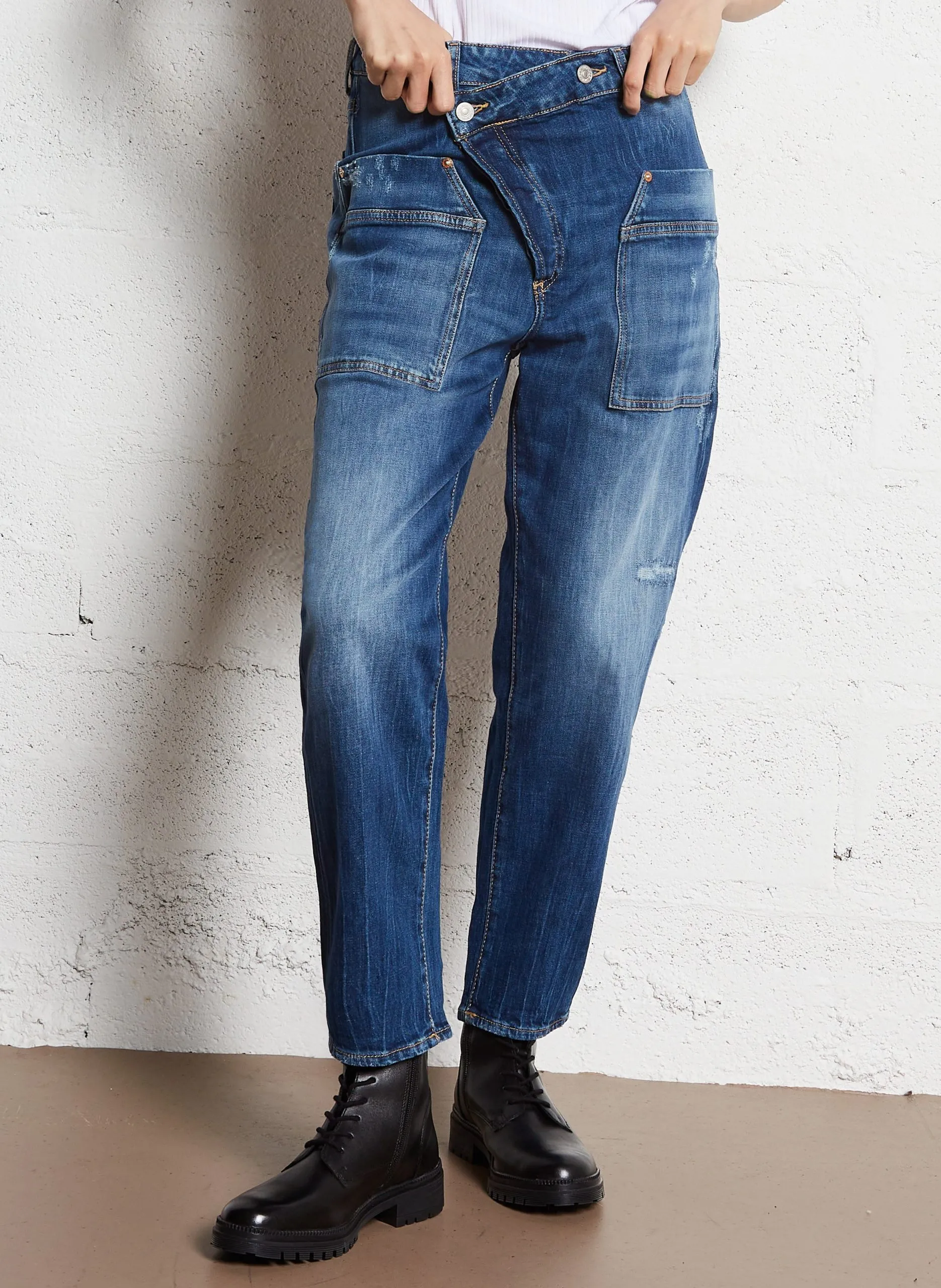 Boyfriend Stretch-Jeans Blau