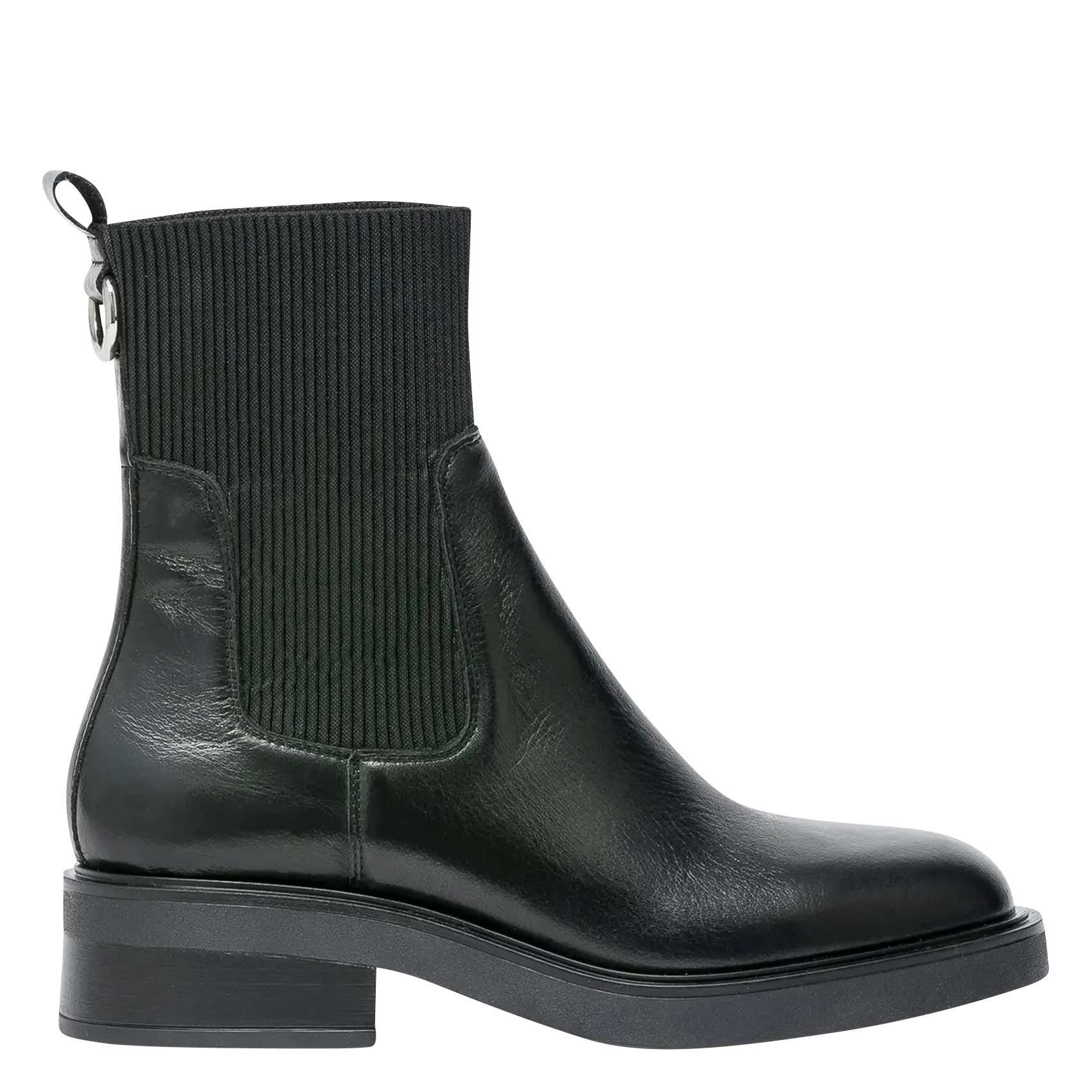 Stiefeletten aus Leder-Mix Schwarz SYBILLE