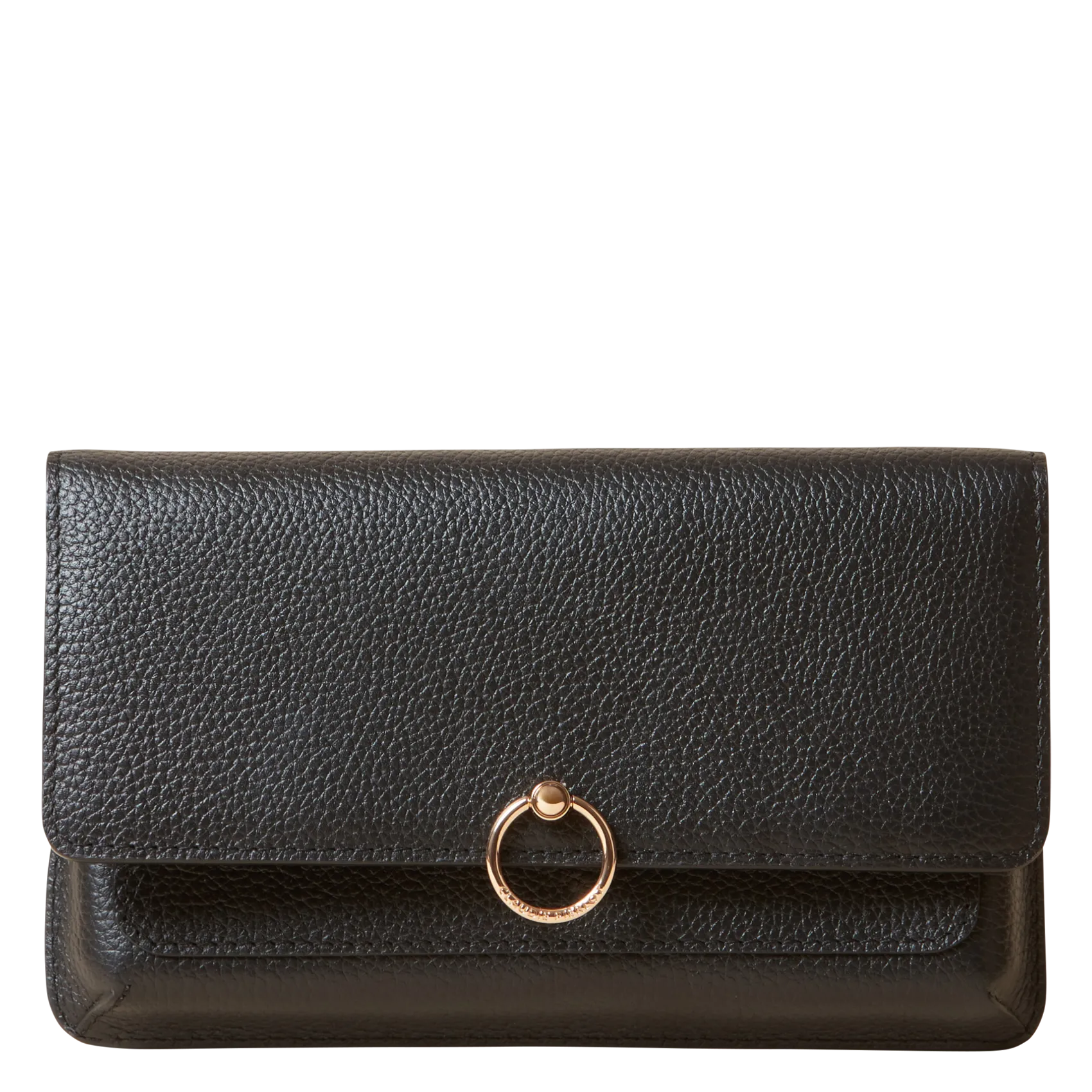 Clutch aus genarbtem Leder Schwarz