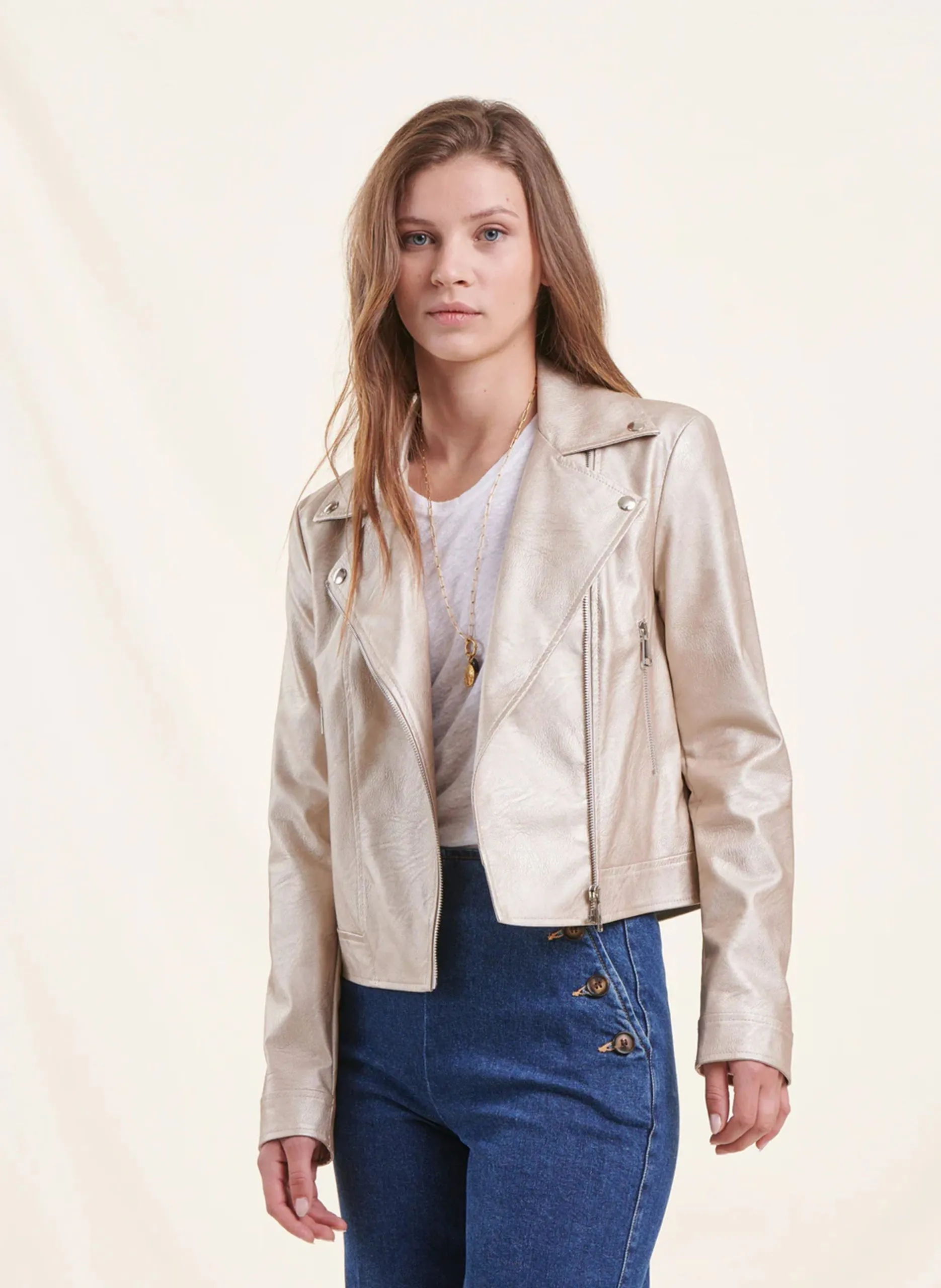 Gerade geschnittener Blouson mit Reverskragen Gelb