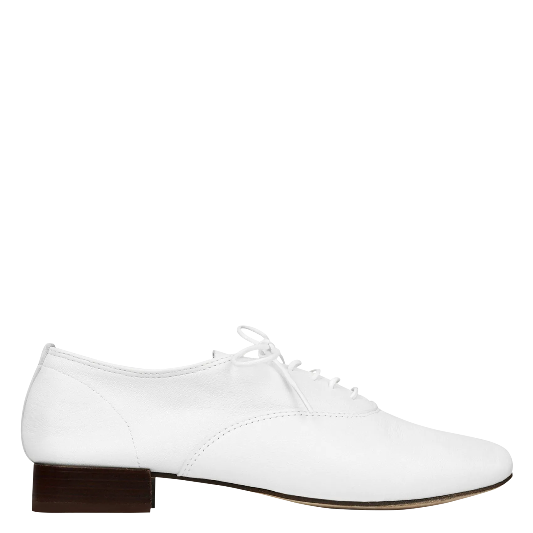 Leder-Derbys mit niedrigem Absatz Weiss ZIZI