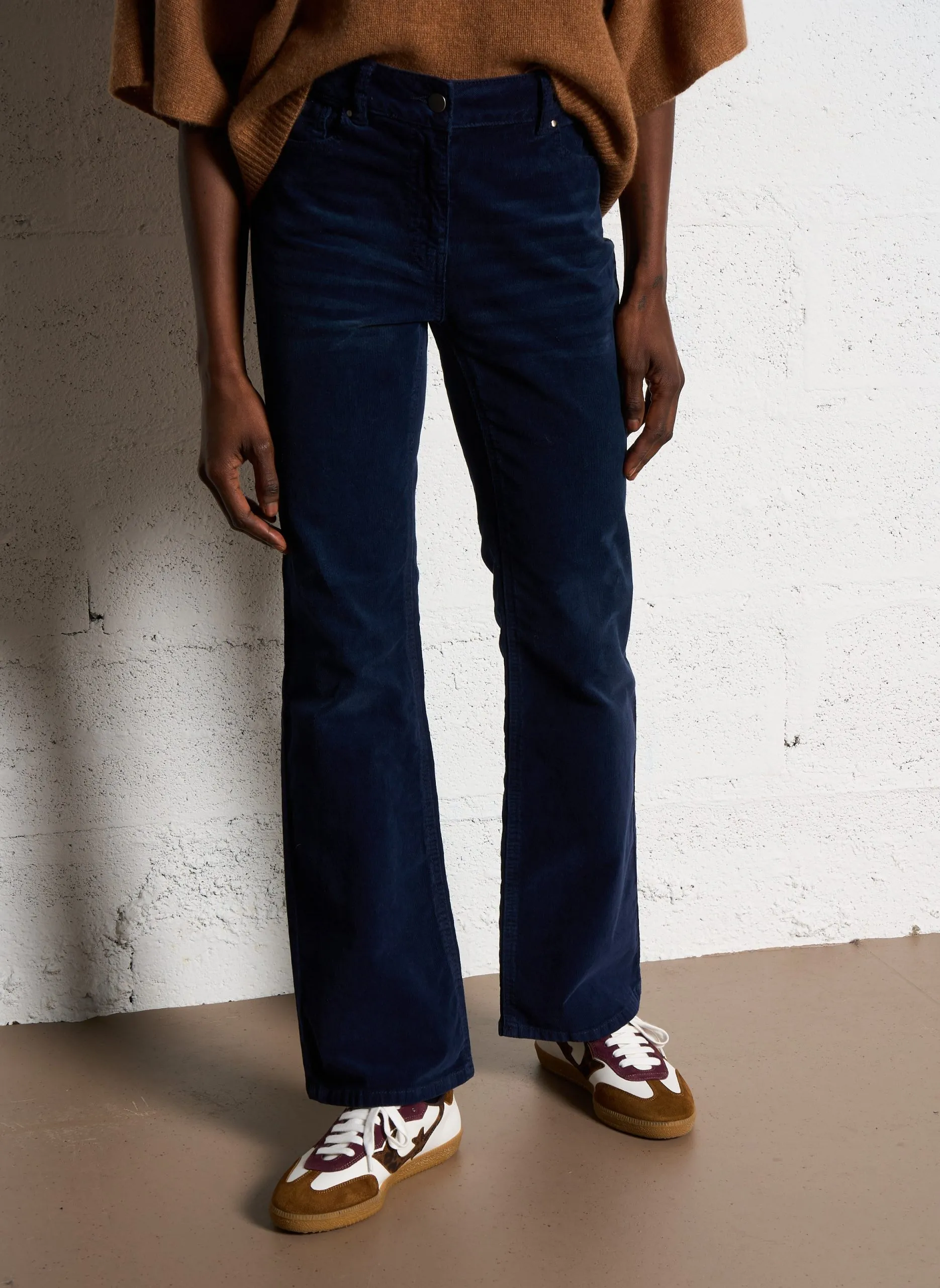 Flared Hose aus Baumwollsamt-Mix Blau VANINA