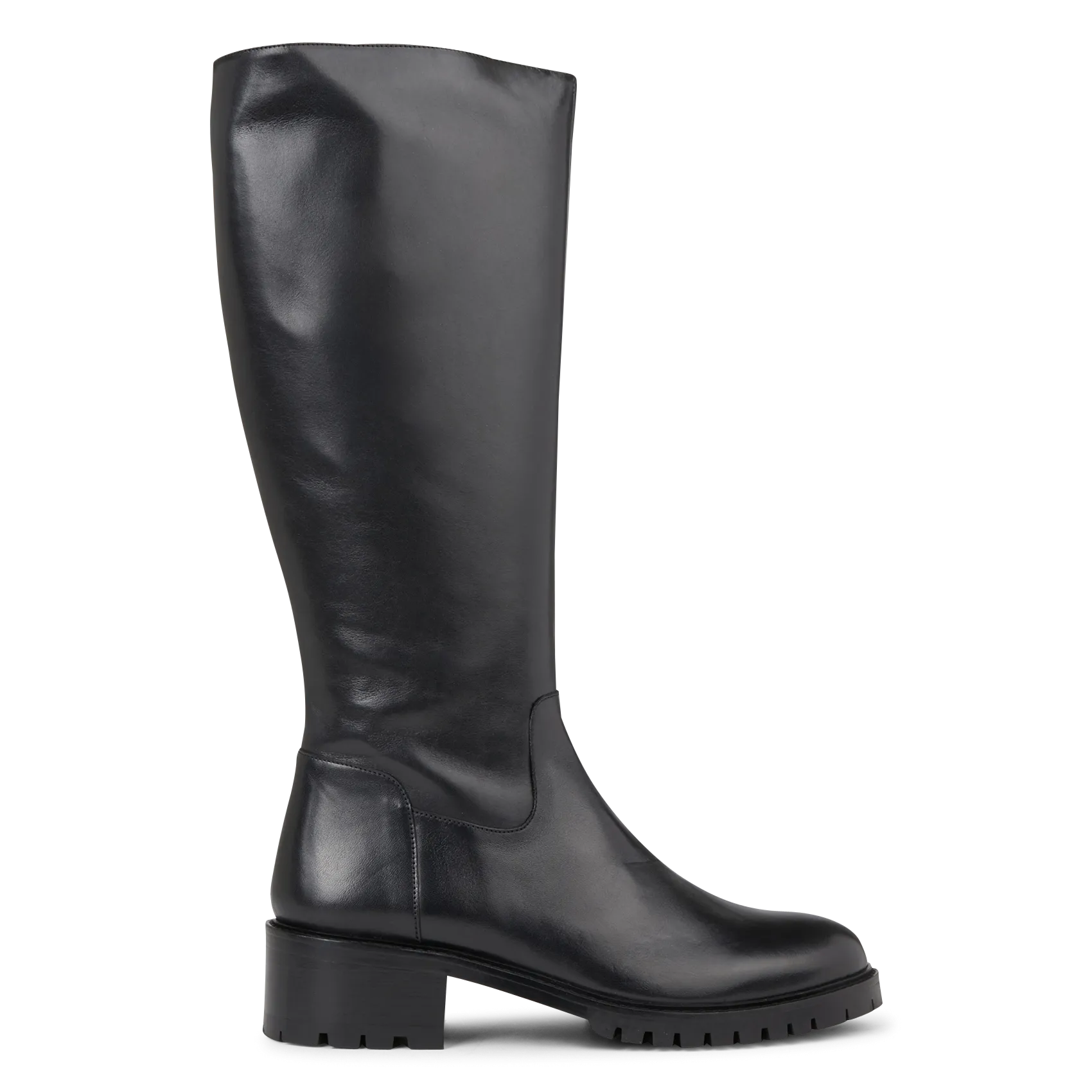 Hohe Lederstiefel mit Profilsohle Schwarz LEANDRO